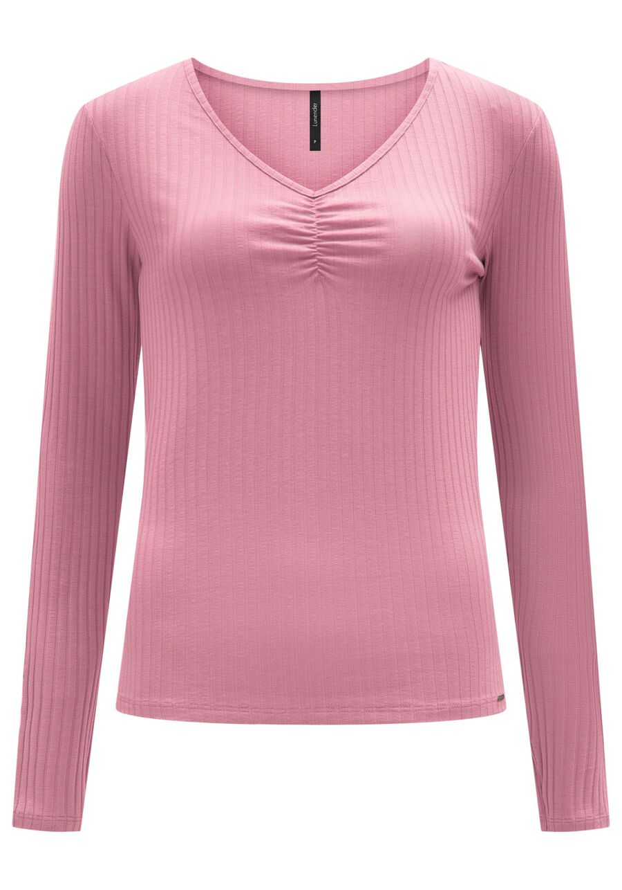 Blusa De Malha Canelada Com Mangas Longas E Decote Em V, . Blusa De Malha Canelada Com Mangas Longas E Decote Em V, , large.