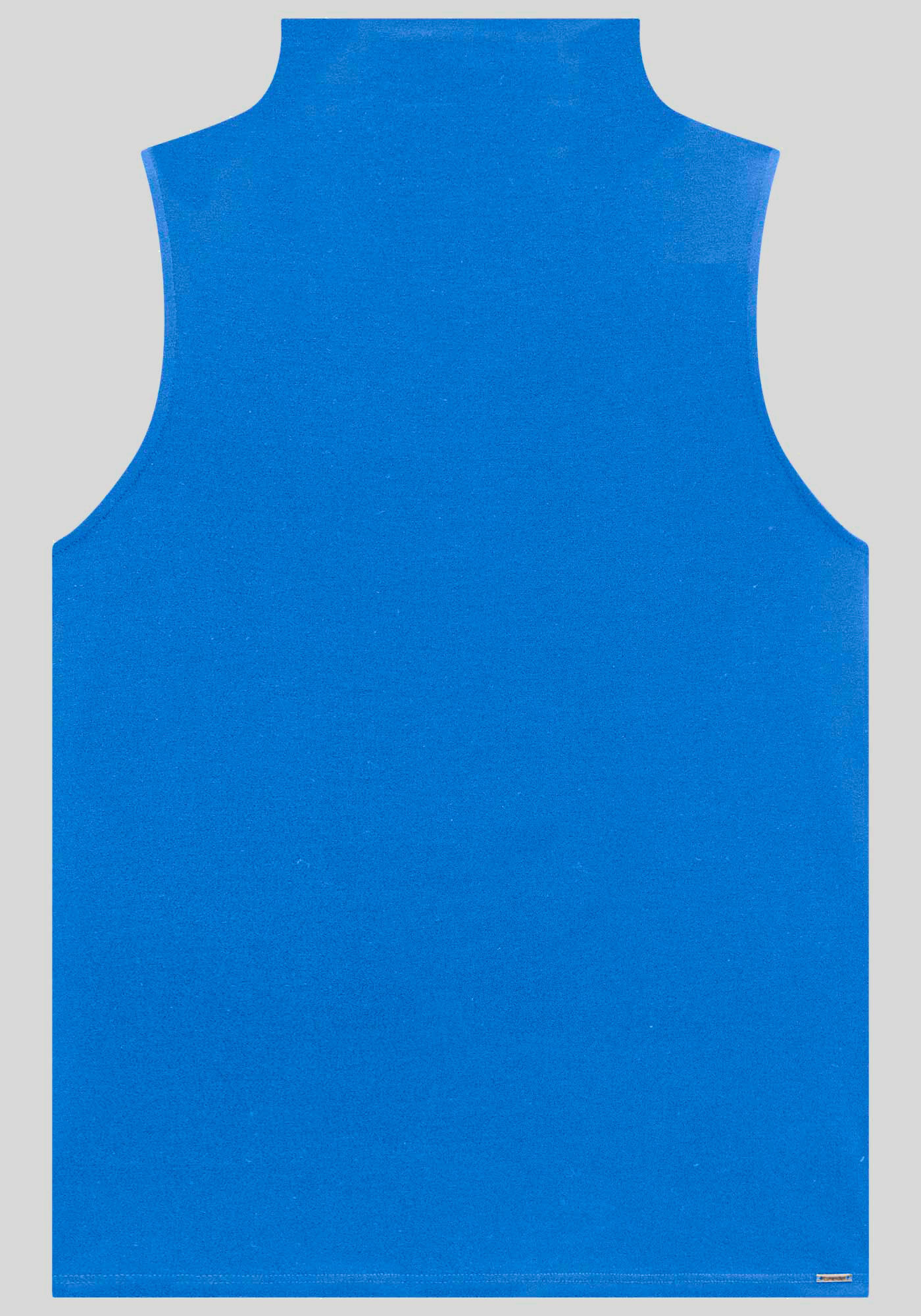 Blusa B&aacute;sica Com Gola Alta Em Malha De Viscose E Elastano, AZUL CARBONO, large.