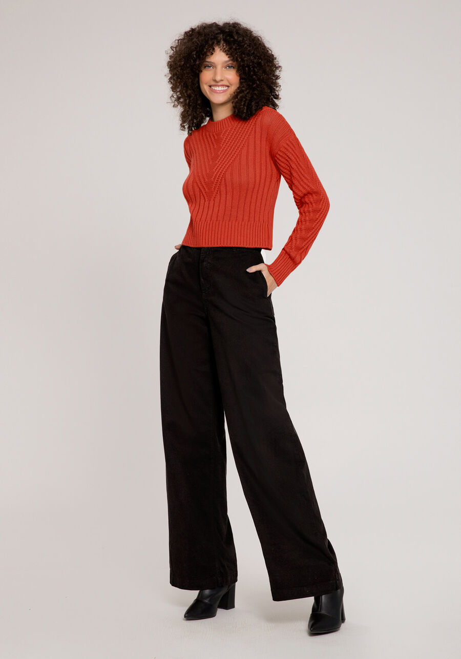 Blusa Manga Longa em Tricô Cropped, . Blusa Manga Longa em Tricô Cropped, , large.