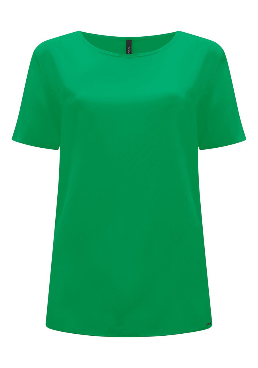 Blusa Lisa Básica De Mangas Curtas Em Tecido Leve, . Blusa Lisa Básica De Mangas Curtas Em Tecido Leve, , large.