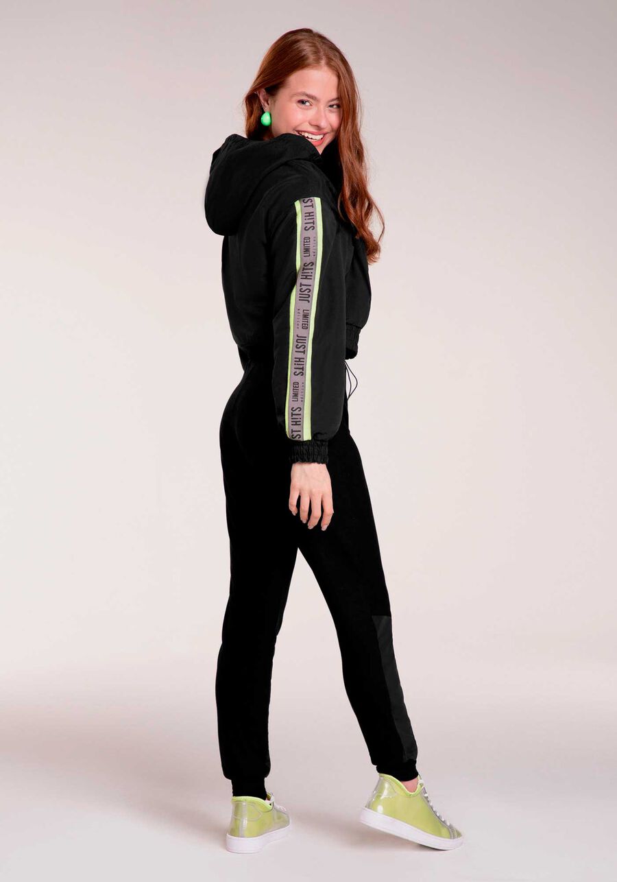 Jaqueta Cropped em Politel Juvenil, PRETO REATIVO. Jaqueta Cropped em Politel Juvenil, PRETO REATIVO, large.