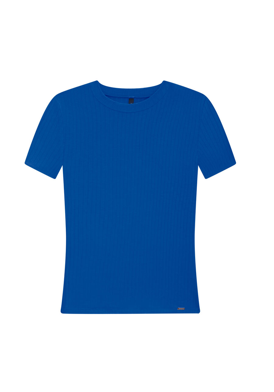 Blusa Básica Canelada De Mangas Curtas Com Gola, . Blusa Básica Canelada De Mangas Curtas Com Gola, , large.