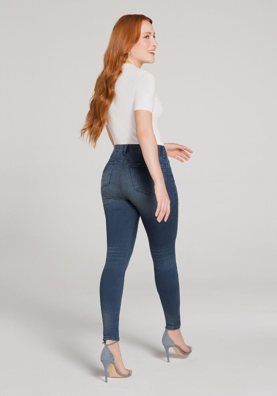 Calça Jeans Skinny Chapa Barriga com Cintura Média, JEANS. Calça Jeans Skinny Chapa Barriga com Cintura Média, JEANS, large.