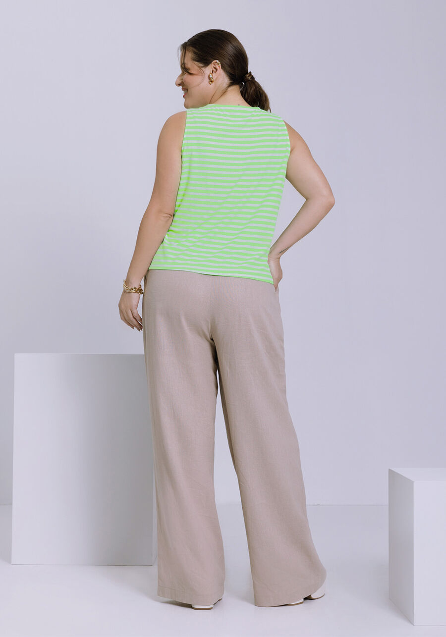 Regata Plus Size Canelada Listrada com Decote Redondo, VERDE JADE. Regata Plus Size Canelada Listrada com Decote Redondo, VERDE JADE, large.