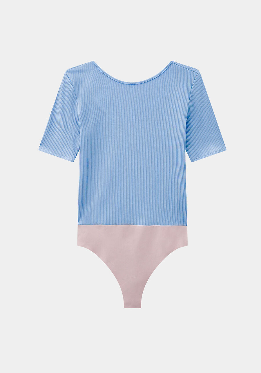 Body Manga Curta Malha Canelado, AZUL VIOLA. Body Manga Curta Malha Canelado, AZUL VIOLA, large.