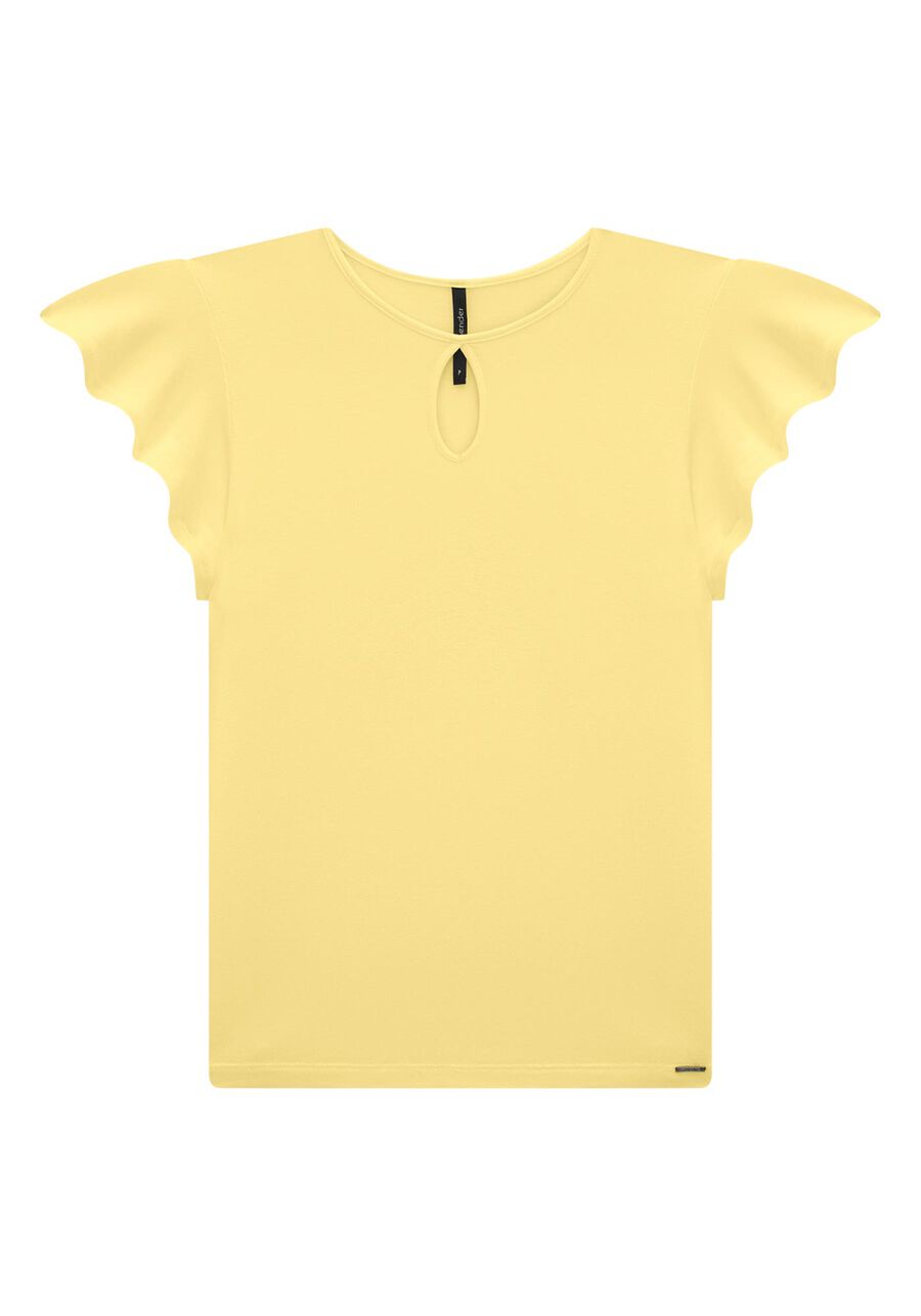 Blusa em Malha Viscose com Babado Manga, . Blusa em Malha Viscose com Babado Manga, , large.
