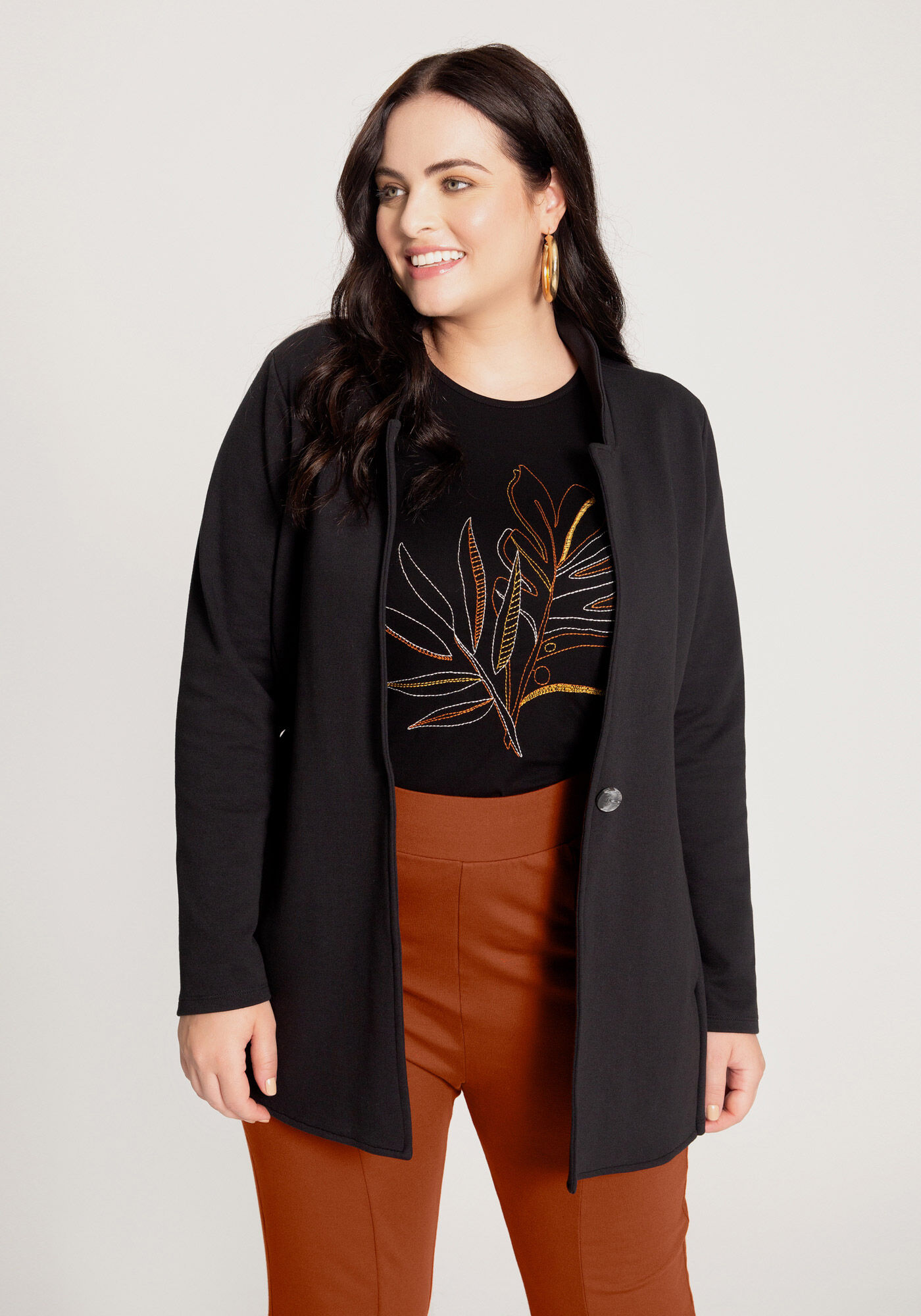 Casaco alongado plus size top