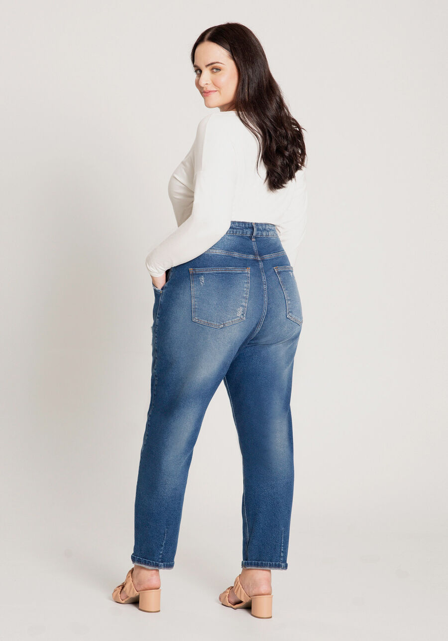 Calça Jeans com Elastano Mommy Plus Size, JEANS, large.