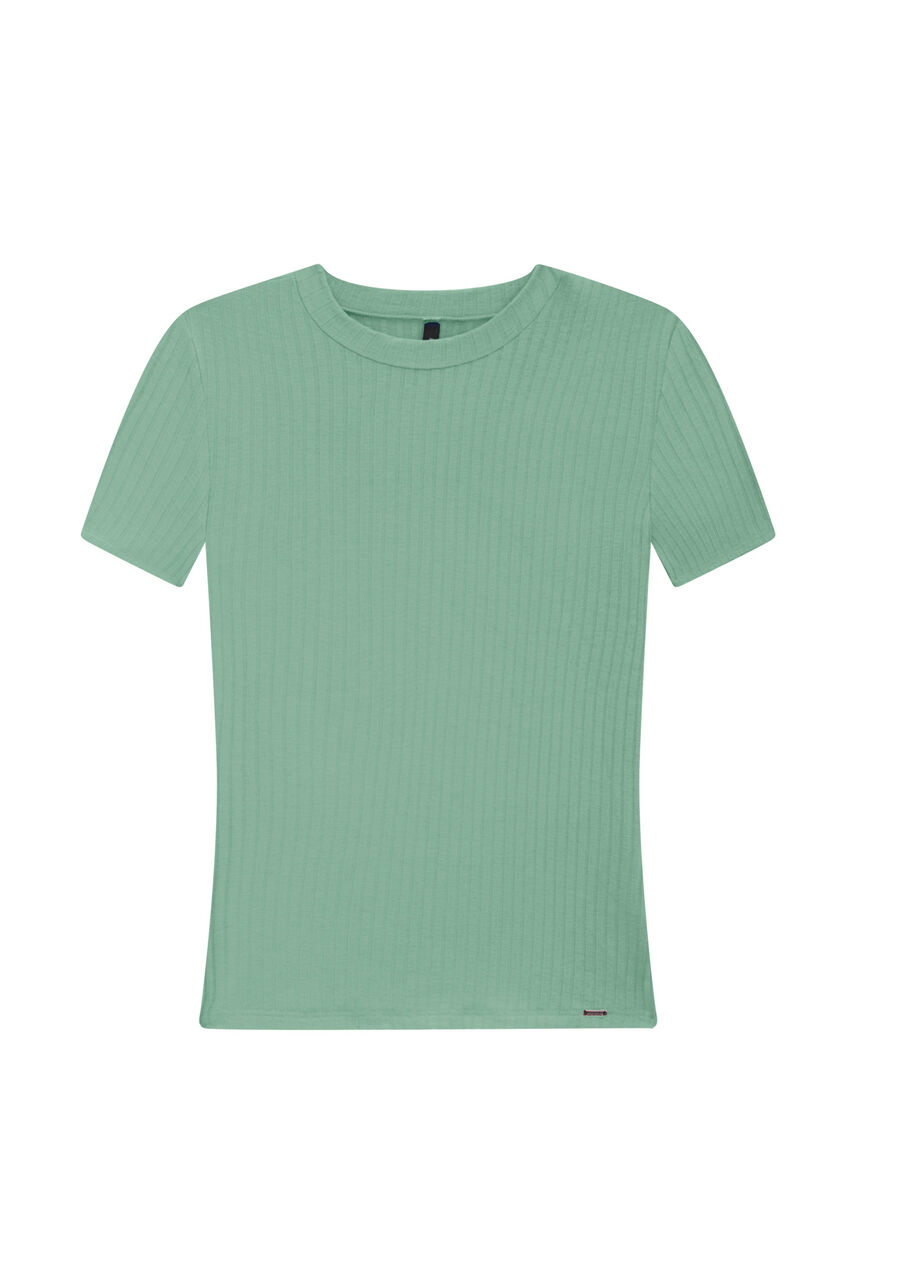 Blusa Básica Canelada De Mangas Curtas Com Gola, . Blusa Básica Canelada De Mangas Curtas Com Gola, , large.