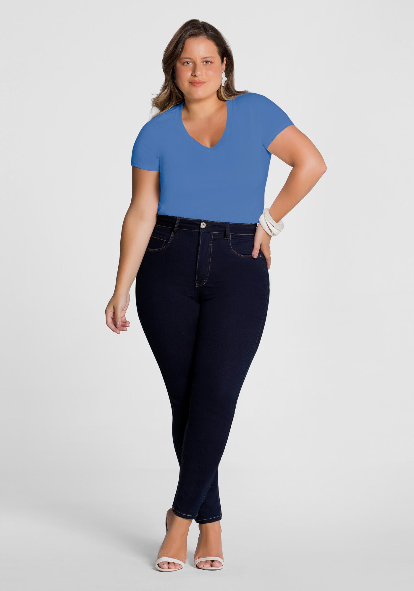 Blusa Plus Size Malha B&aacute;sica, , large.
