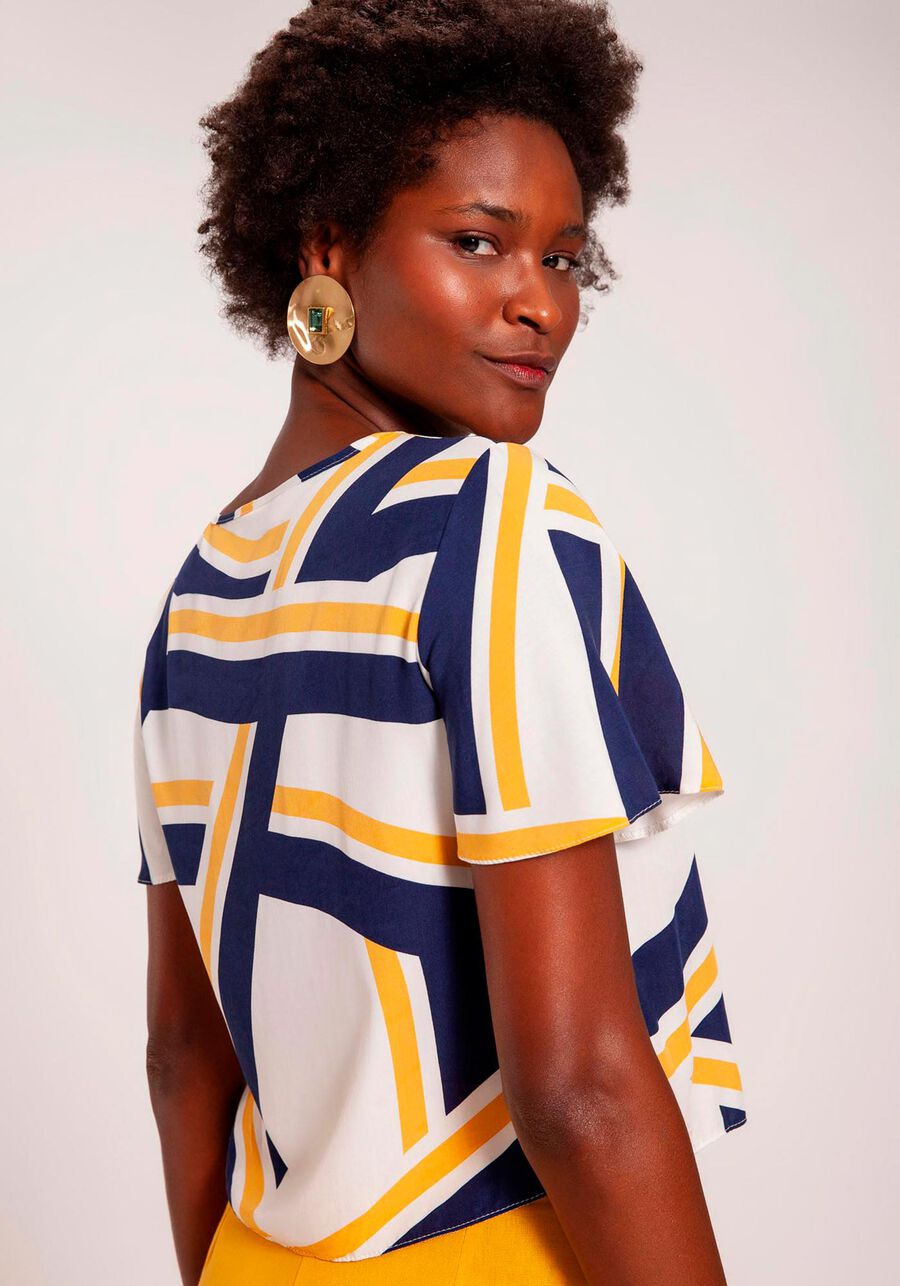 Blusa Estampada em Viscose com Amarração, . Blusa Estampada em Viscose com Amarração, , large.
