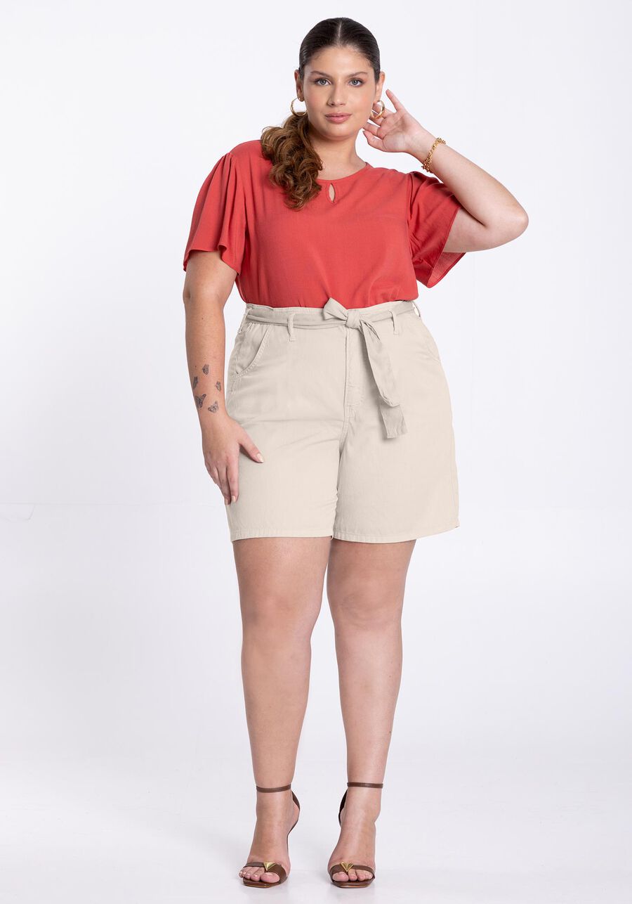 Shorts Sarja Plus Size Clochard com Cinto, . Shorts Sarja Plus Size Clochard com Cinto, , large.