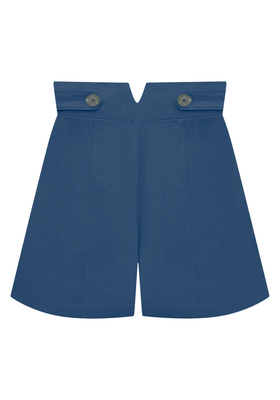 Shorts Cintura Alta em Tecido Linho com Detalhe Cós, . Shorts Cintura Alta em Tecido Linho com Detalhe Cós, , large.