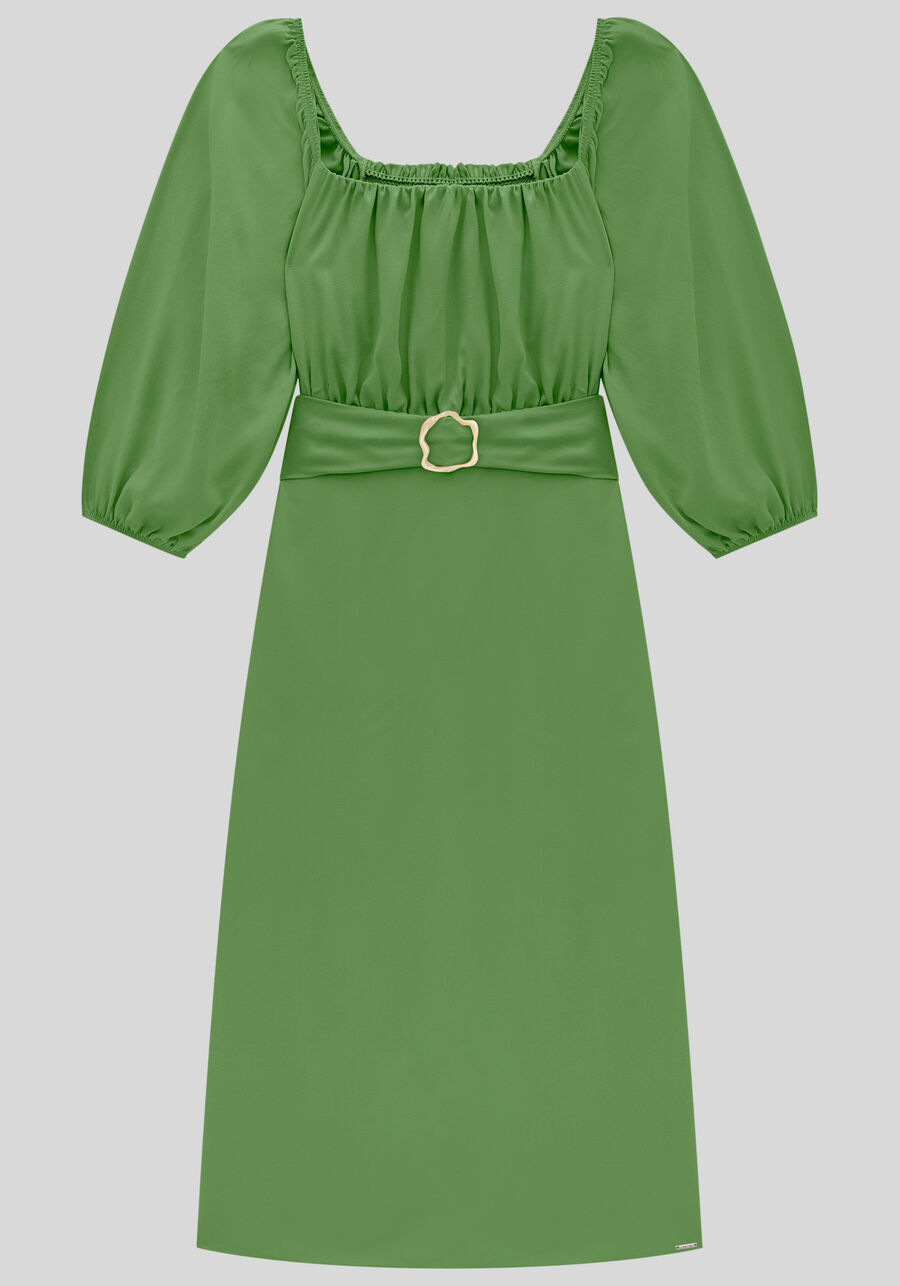 Vestido Midi em Viscose com Decote Quadrado e Cinto, . Vestido Midi em Viscose com Decote Quadrado e Cinto, , large.