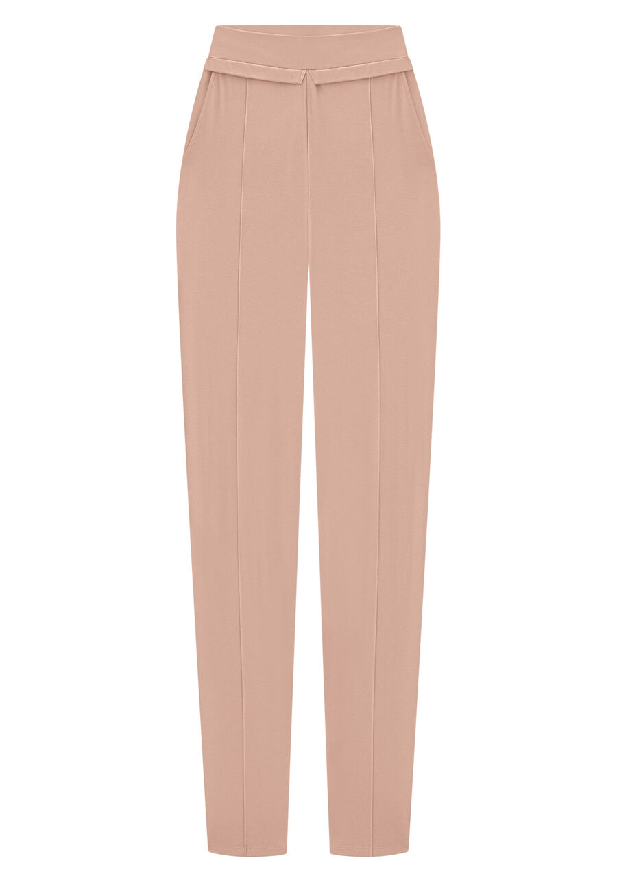 Calça Slim em Malha Crepe com Nervuras, . Calça Slim em Malha Crepe com Nervuras, , large.