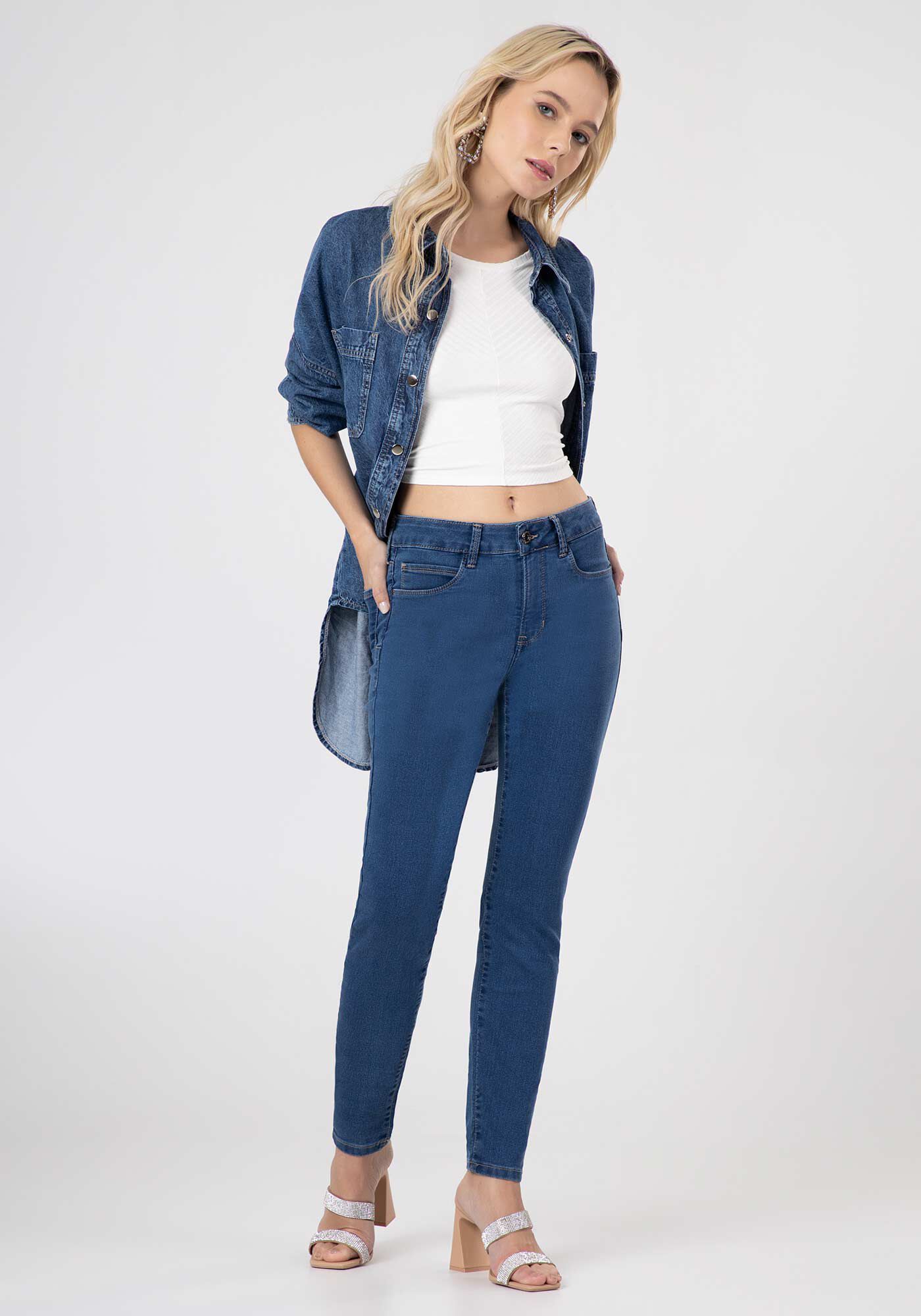 Calça sales jeans canelada