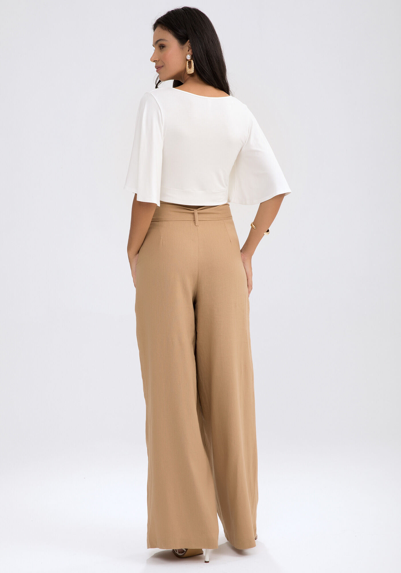 Blusa Cropped em Malha Viscose com Manga Flare, , large.