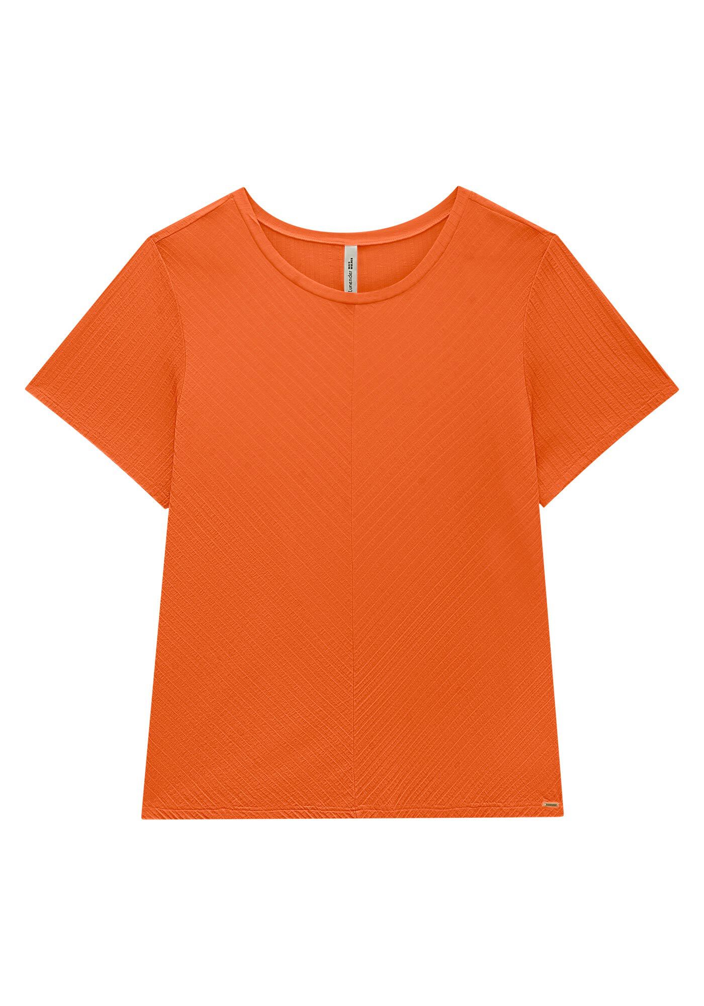 Blusa B&aacute;sica Canelada De Mangas Curtas Com Recorte Frontal, , large.