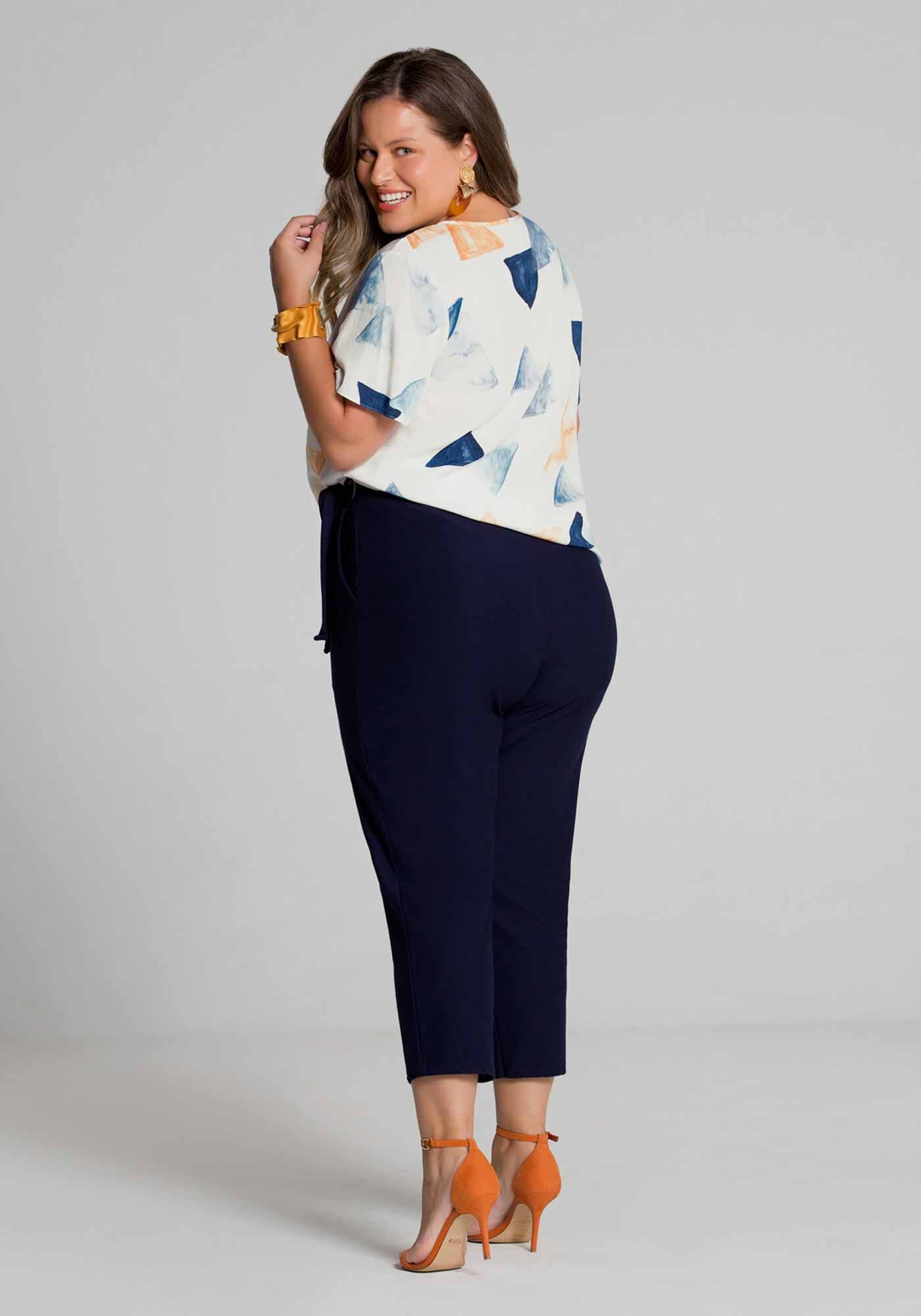 Blusa Plus Size Rayon Estampada, BRANCO OFF WHITE, large.