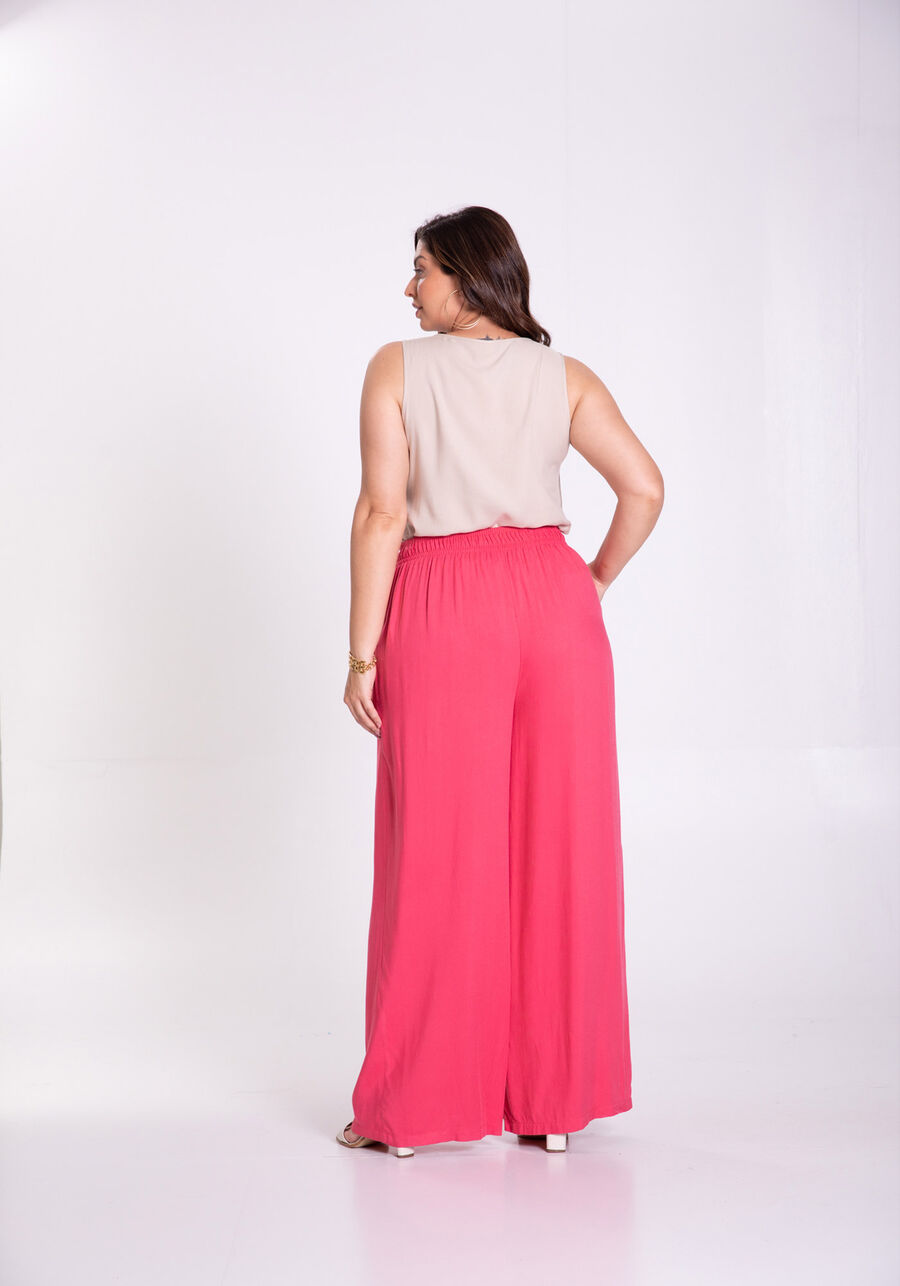 Calça Wide Leg Plus Size em Viscose com Detalhe Cinto, ROSA MORENA. Calça Wide Leg Plus Size em Viscose com Detalhe Cinto, ROSA MORENA, large.