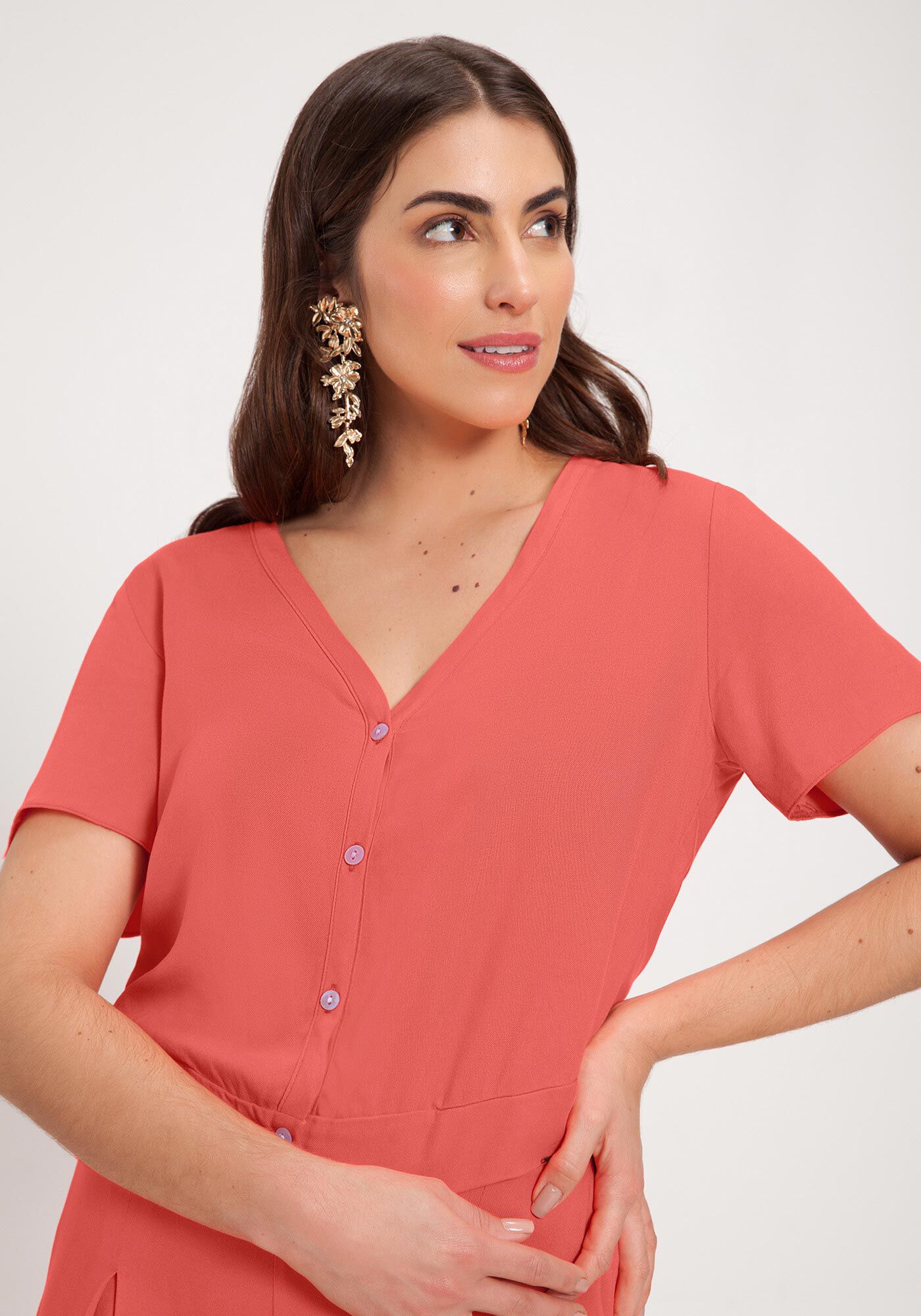 Camisa Manga Curta em Viscose Cropped, , large.