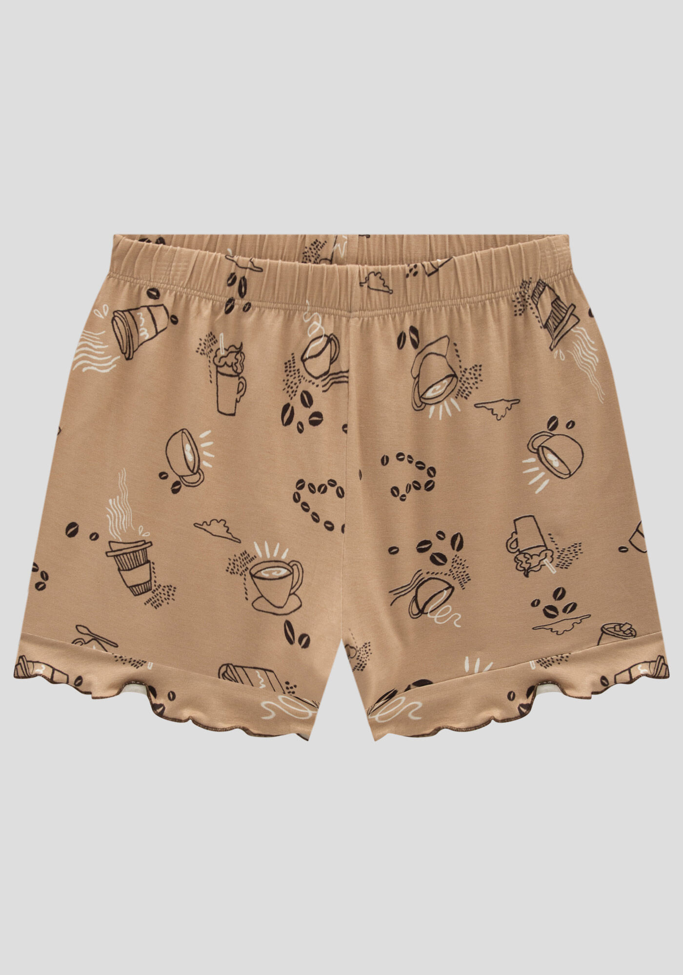 Pijama Curto em Viscose com Babados, , large.