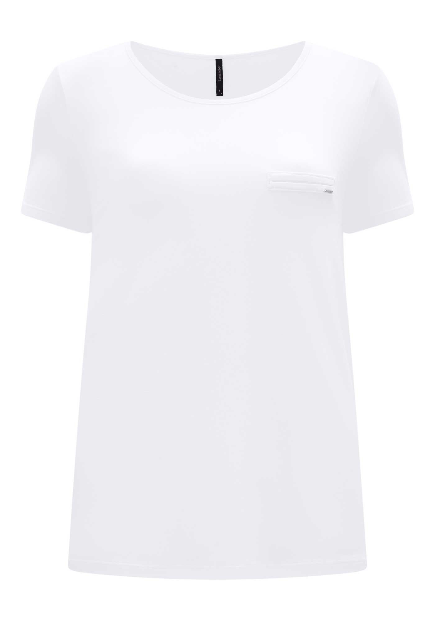 Blusa De Mangas Curtas Em Malha Lisa Com Detalhe Frontal, BRANCO, large.