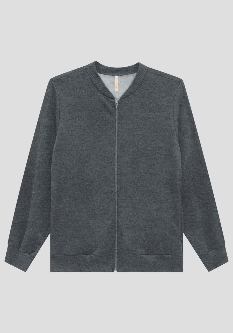 Jaqueta Plus Size Em Moletom Felpado De Algodão Com Zíper, . Jaqueta Plus Size Em Moletom Felpado De Algodão Com Zíper, , large.