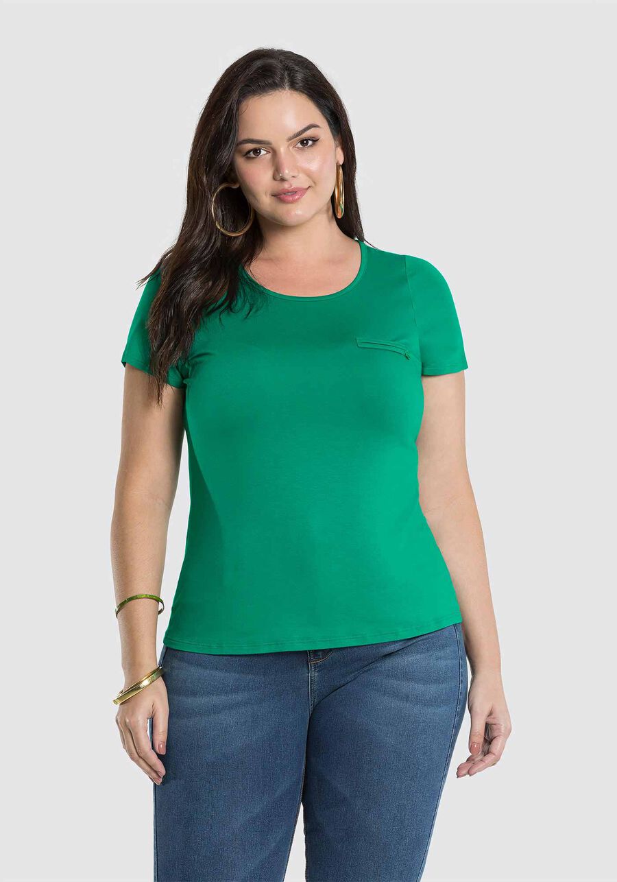 Blusa Básica Lisa De Mangas Curtas Com Detalhe Frontal, . Blusa Básica Lisa De Mangas Curtas Com Detalhe Frontal, , large.