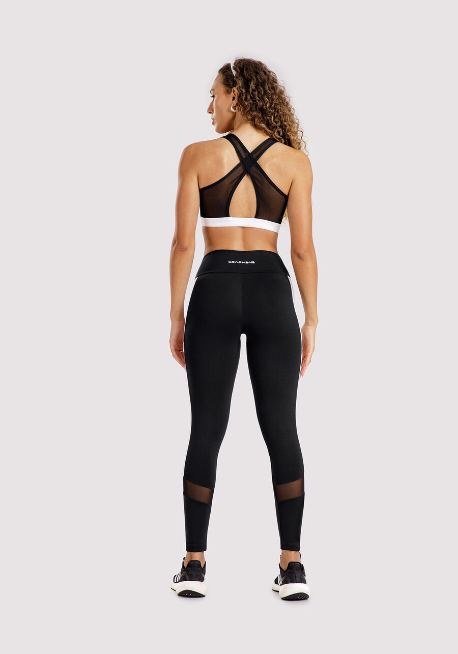 Calça Legging com Recorte Tule, . Calça Legging com Recorte Tule, , large.