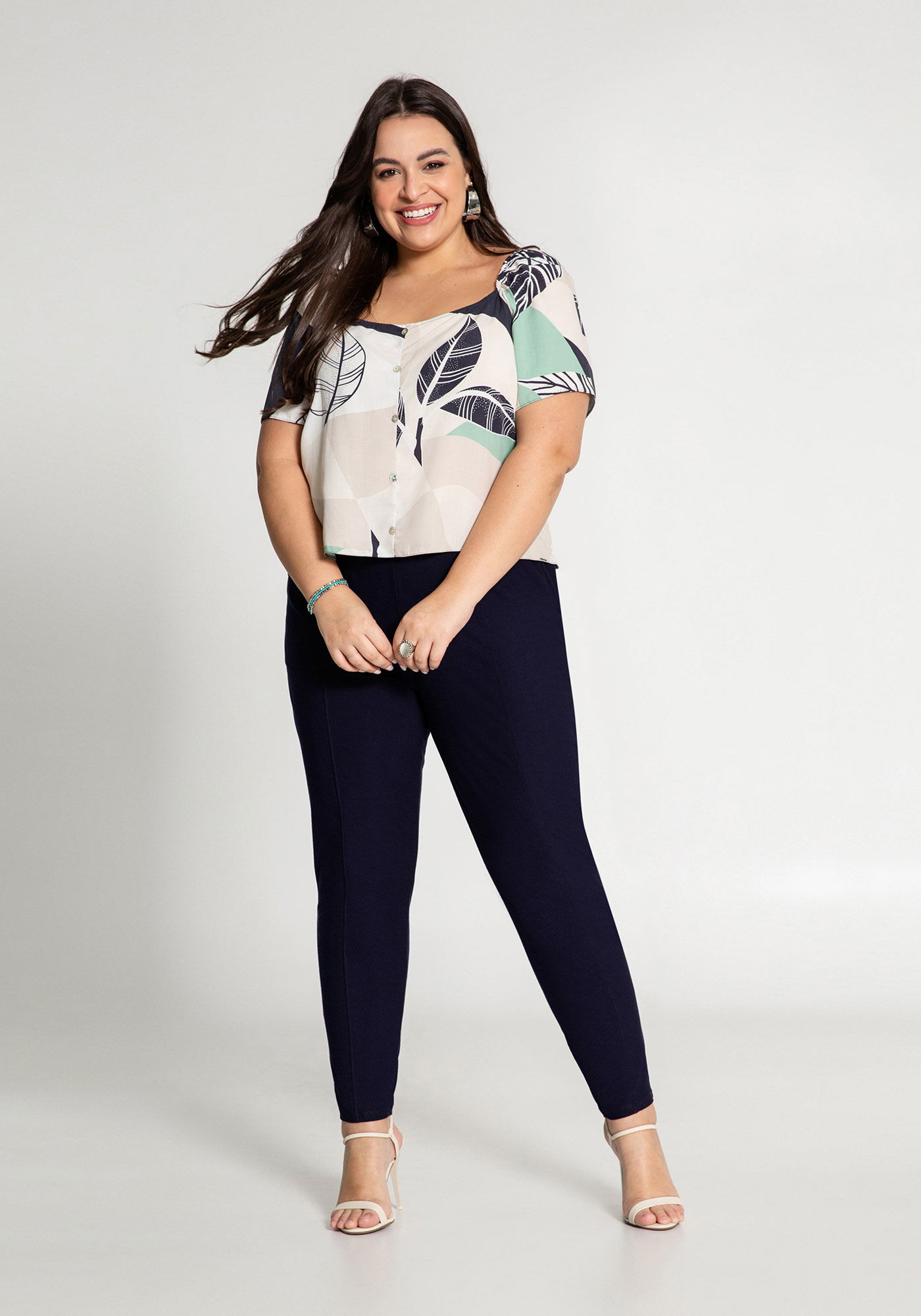 Blusas plus size tecido sales