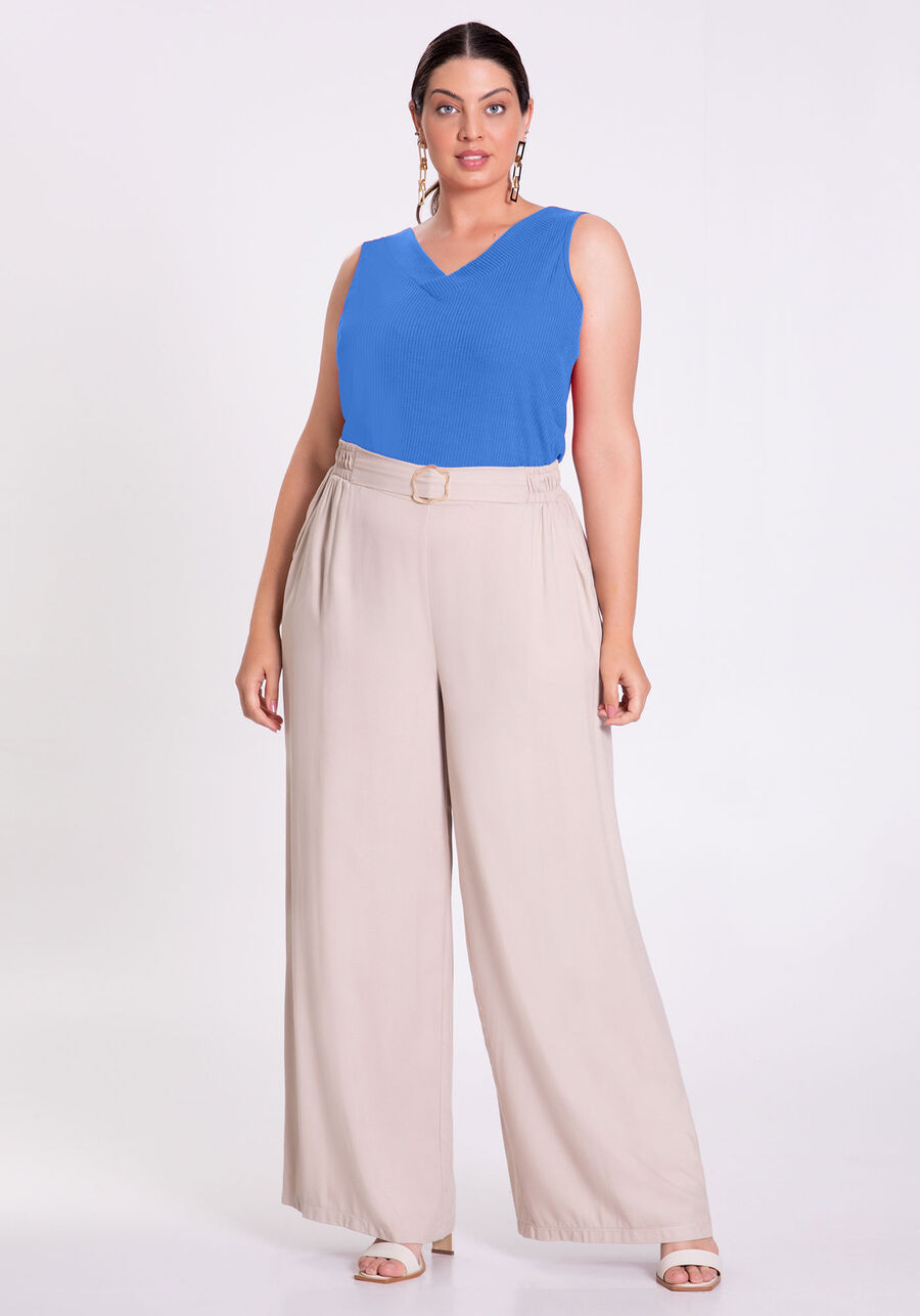Blusa Regata Canelada Com Alças Largas E Decote Em V, AZUL CARBONO. Blusa Regata Canelada Com Alças Largas E Decote Em V, AZUL CARBONO, large.
