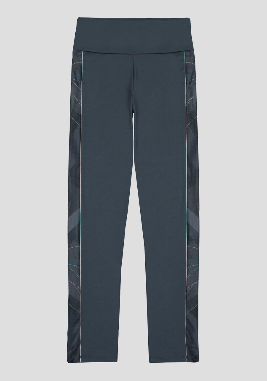 Calça Legging com Recorte Estampado, CINZA NOTI. Calça Legging com Recorte Estampado, CINZA NOTI, large.
