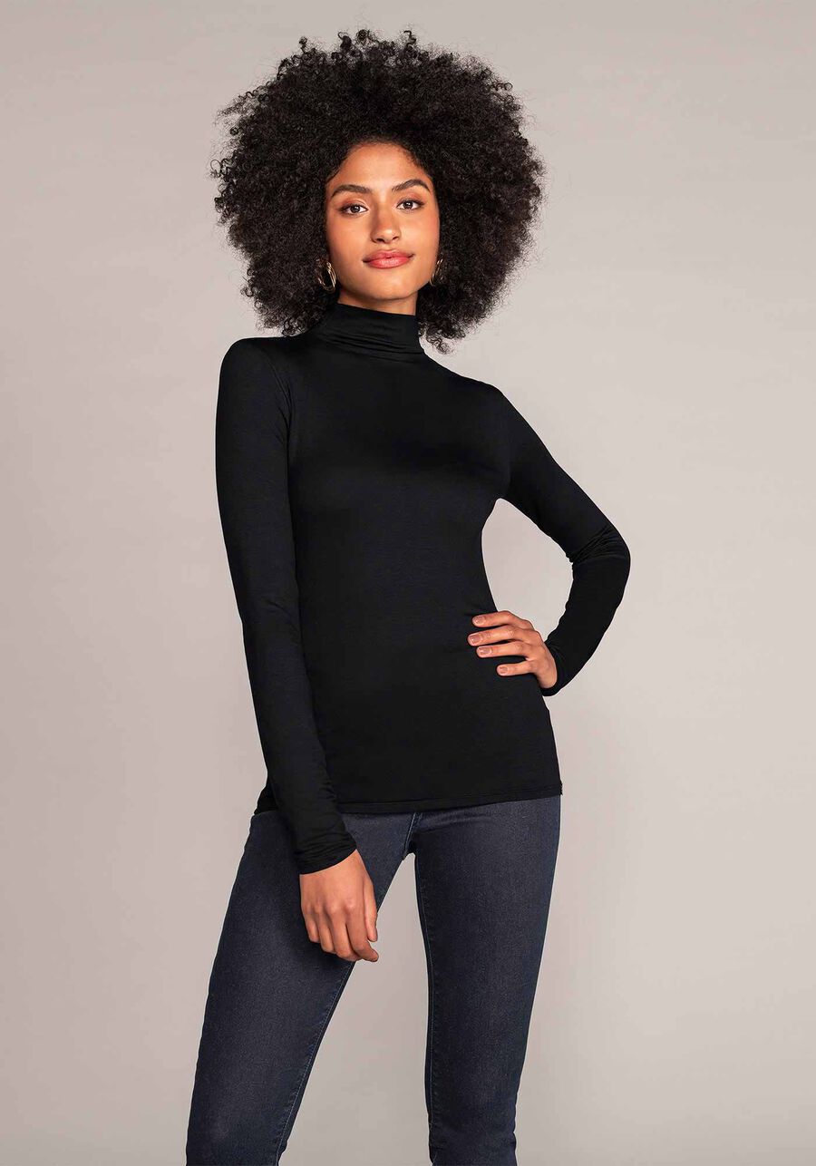 Blusa Básica Com Mangas Longas E Gola Alta Em Malha, . Blusa Básica Com Mangas Longas E Gola Alta Em Malha, , large.