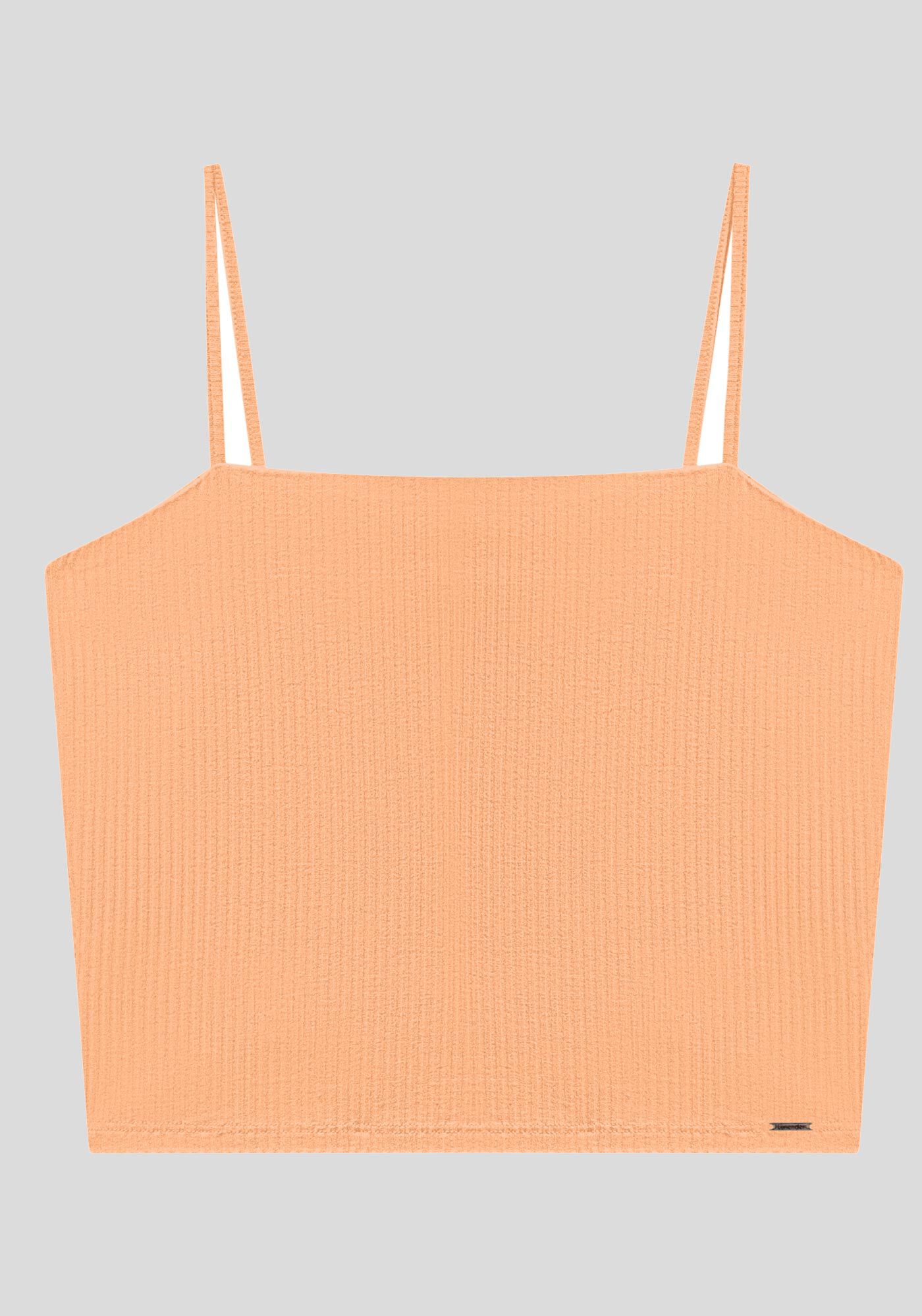 Blusa Regata Curta De Al&ccedil;as Finas Em Malha Canelada, , large.