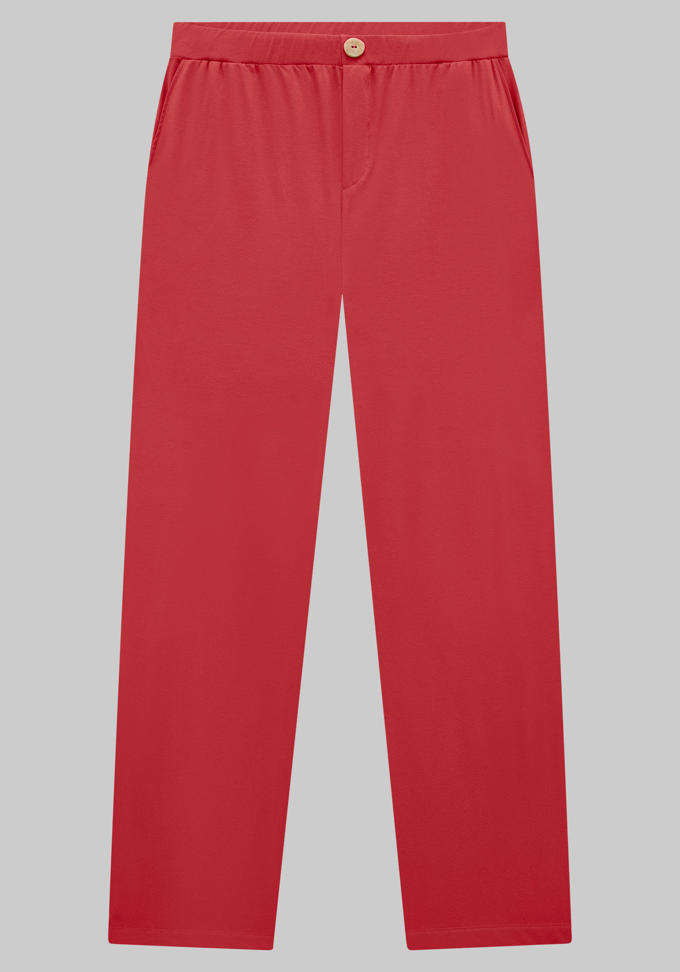 Cal&ccedil;a Reta Plus Size em Malha Crepe Comfort, VERMELHO POMME, large.