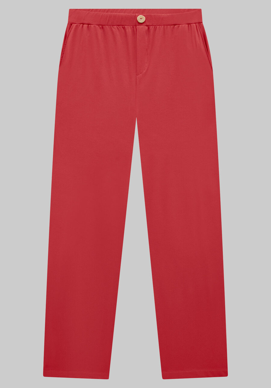 Calça Reta Plus Size em Malha Crepe Comfort, VERMELHO POMME. Calça Reta Plus Size em Malha Crepe Comfort, VERMELHO POMME, large.