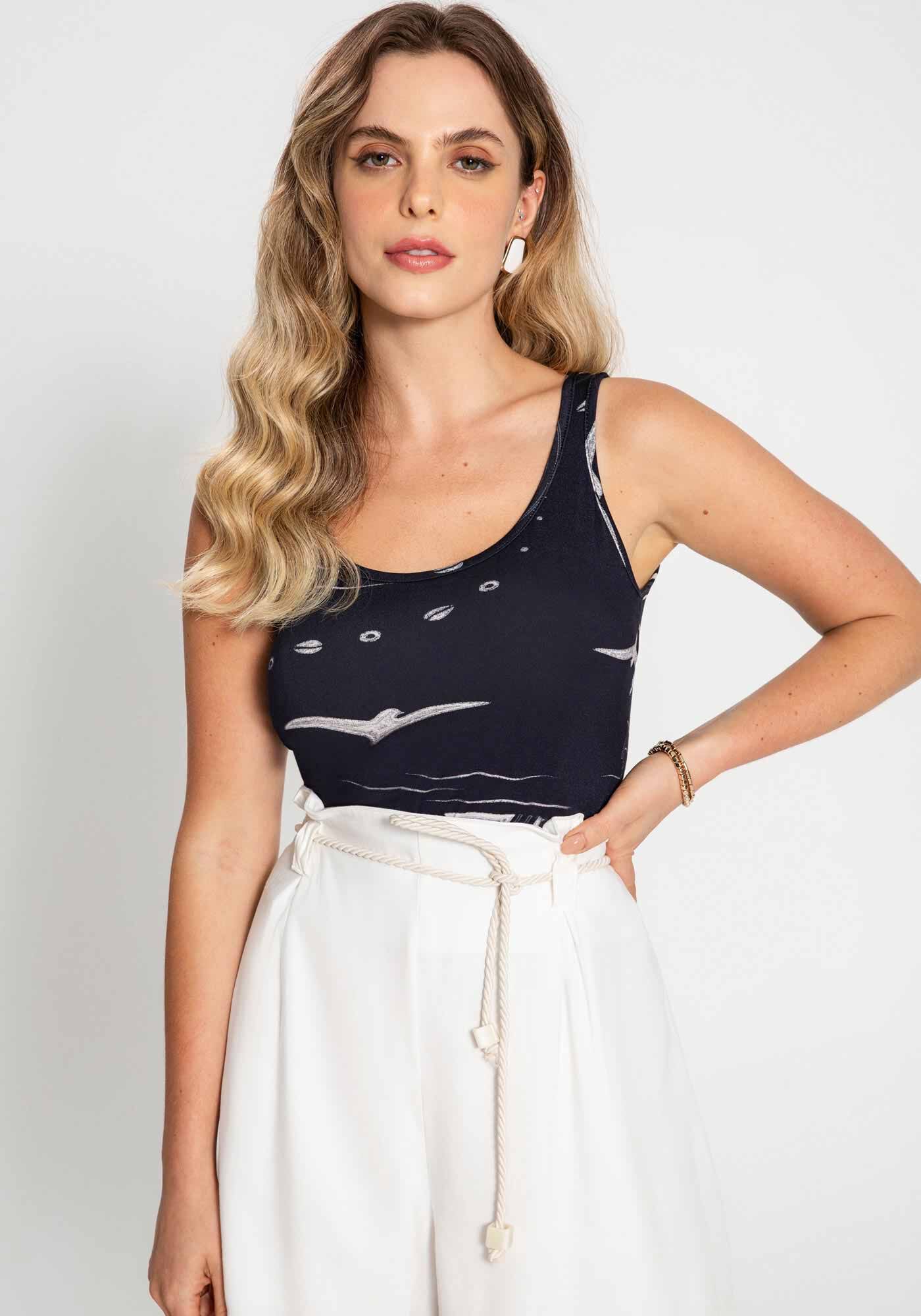 Regata Viscose com Elastano Estampada, , large.