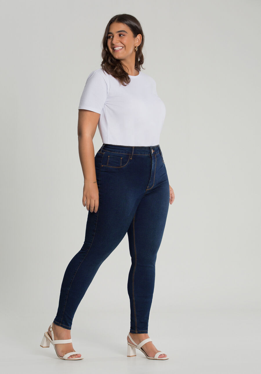 Calça Jeans Skinny Fit For Me Plus Size, JEANS ESCURO, large.
