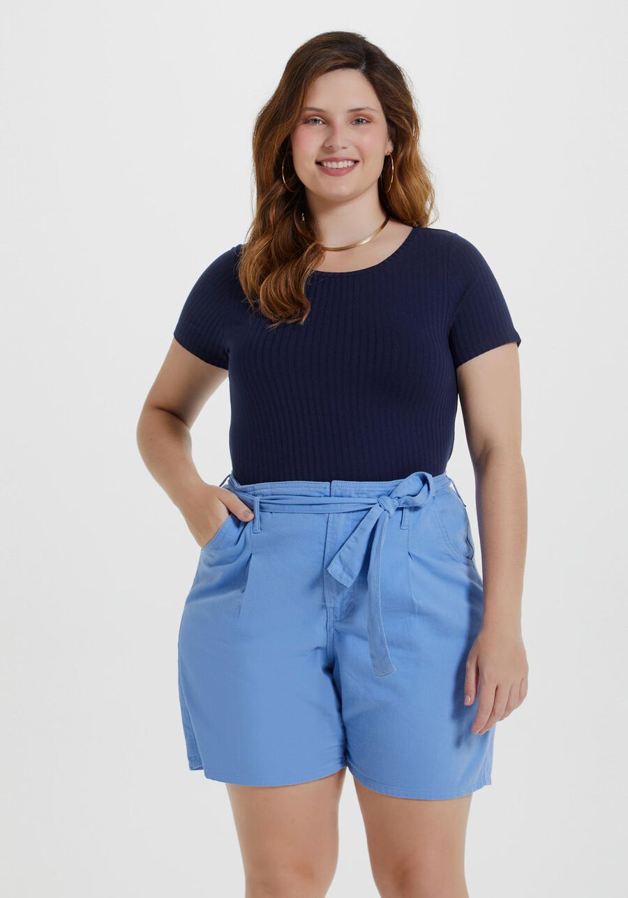 Blusa De Mangas Curtas Em Malha Canelada De Viscose, . Blusa De Mangas Curtas Em Malha Canelada De Viscose, , large.