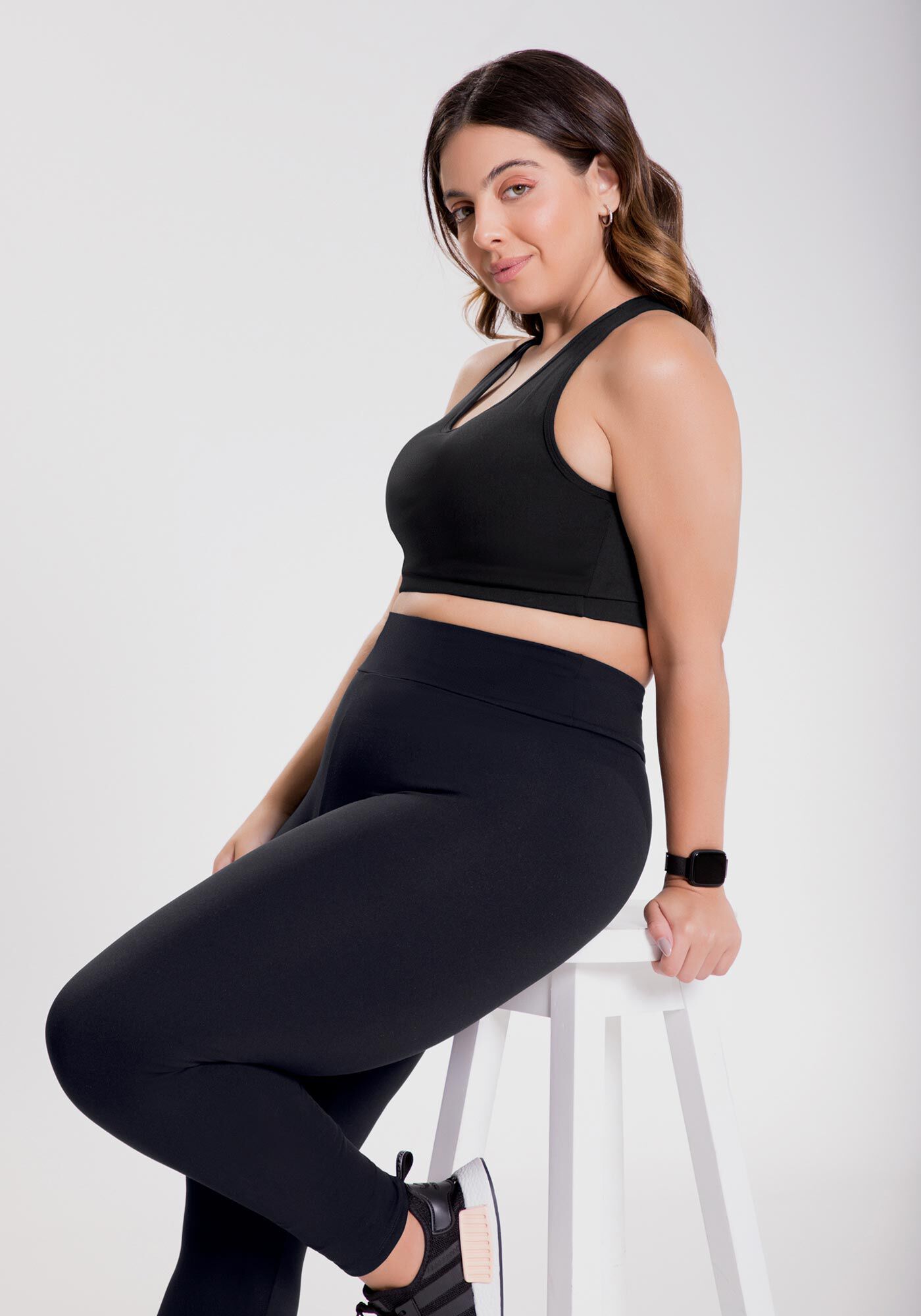 Top Nadador Com Prote&ccedil;&atilde;o UV E Bojo Remov&iacute;vel Malha Poliamida, PRETO REATIVO, large.