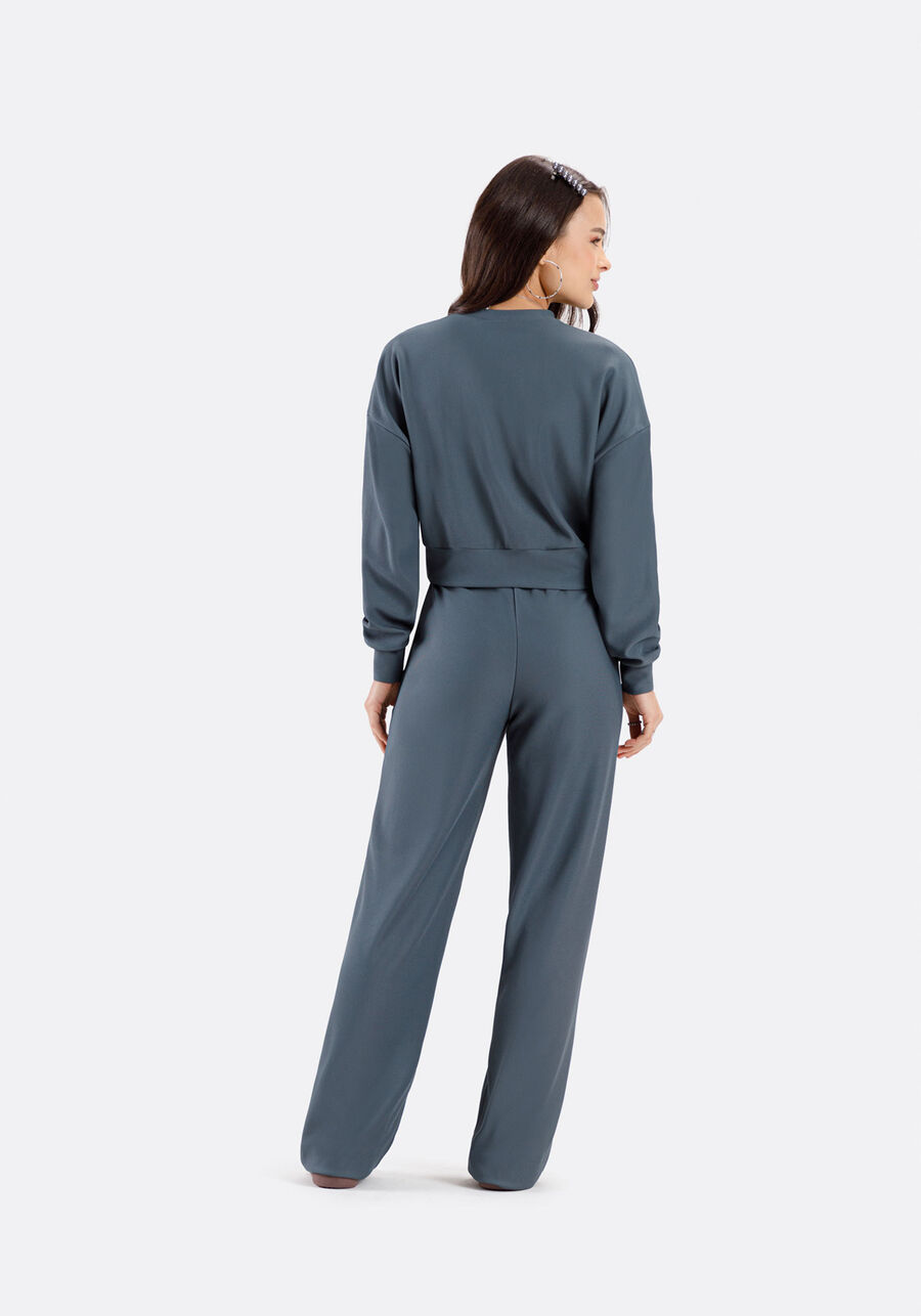 Conjunto Juvenil Com Calça E Blusão Em Malha Diagonal, AZUL AEGEAN. Conjunto Juvenil Com Calça E Blusão Em Malha Diagonal, AZUL AEGEAN, large.