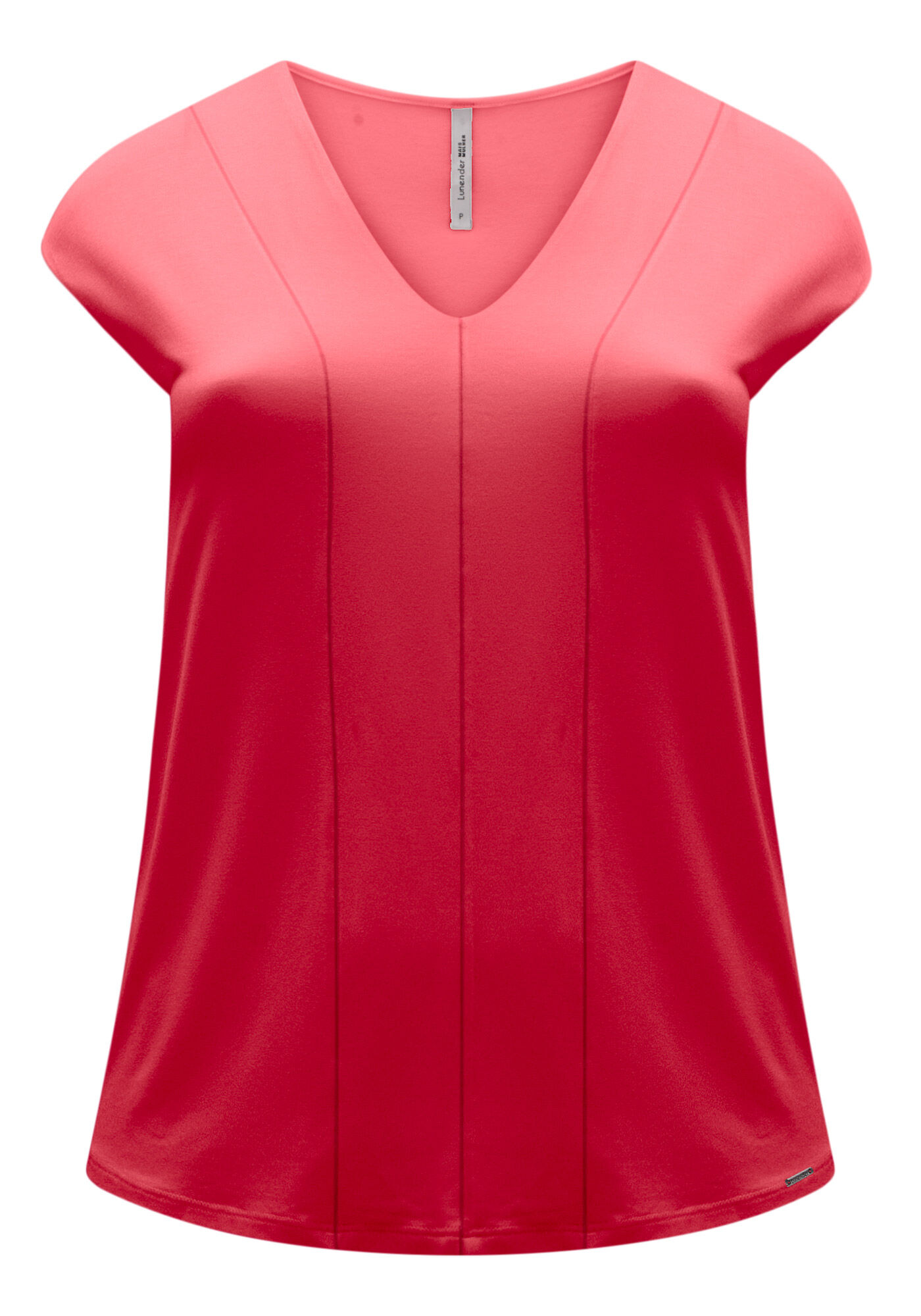 Blusa De Mangas Curtas B&aacute;sica Em Malha De Viscose E Elastano, VERMELHO NATTY, large.