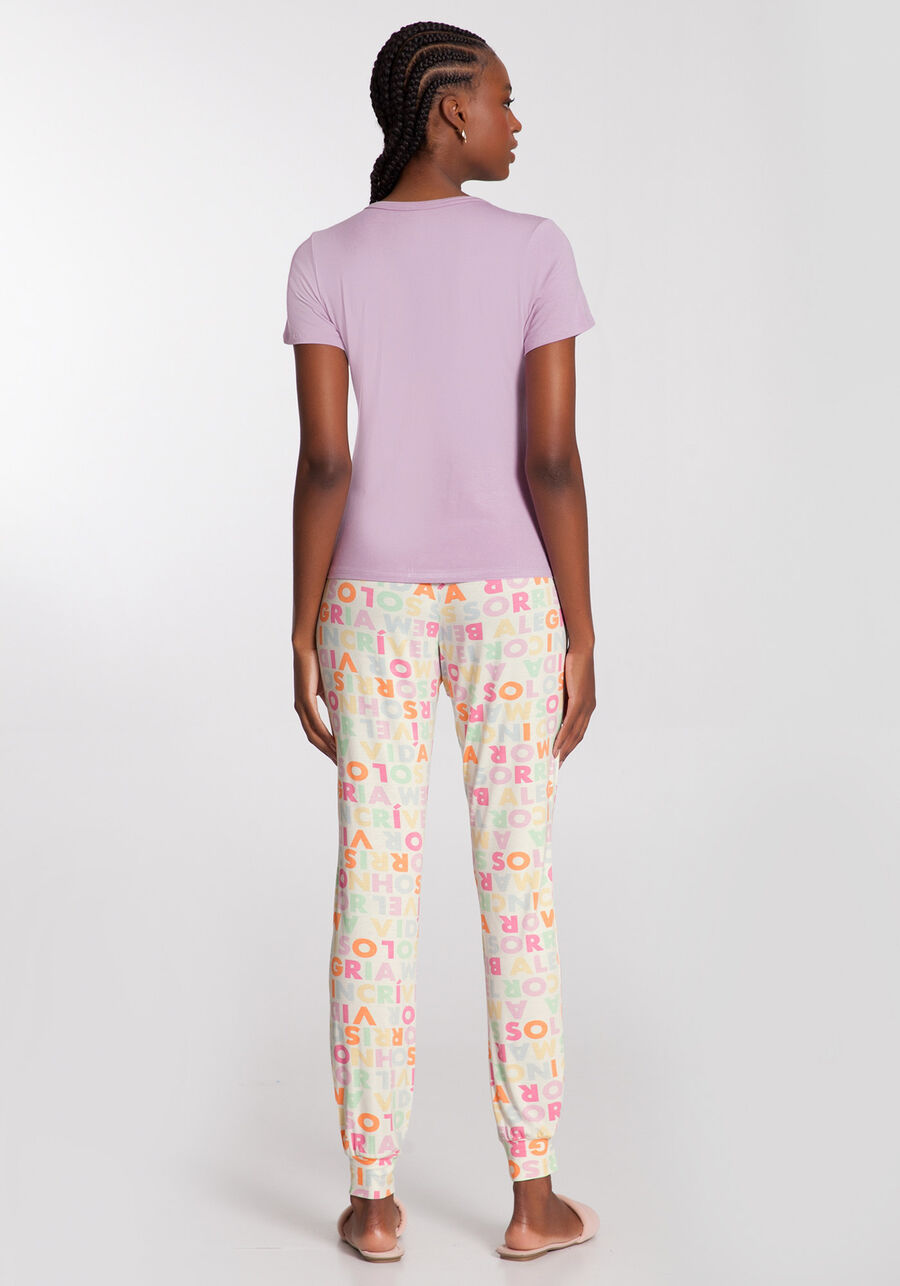 Pijama Estampado em Malha com Blusa e Calça, . Pijama Estampado em Malha com Blusa e Calça, , large.