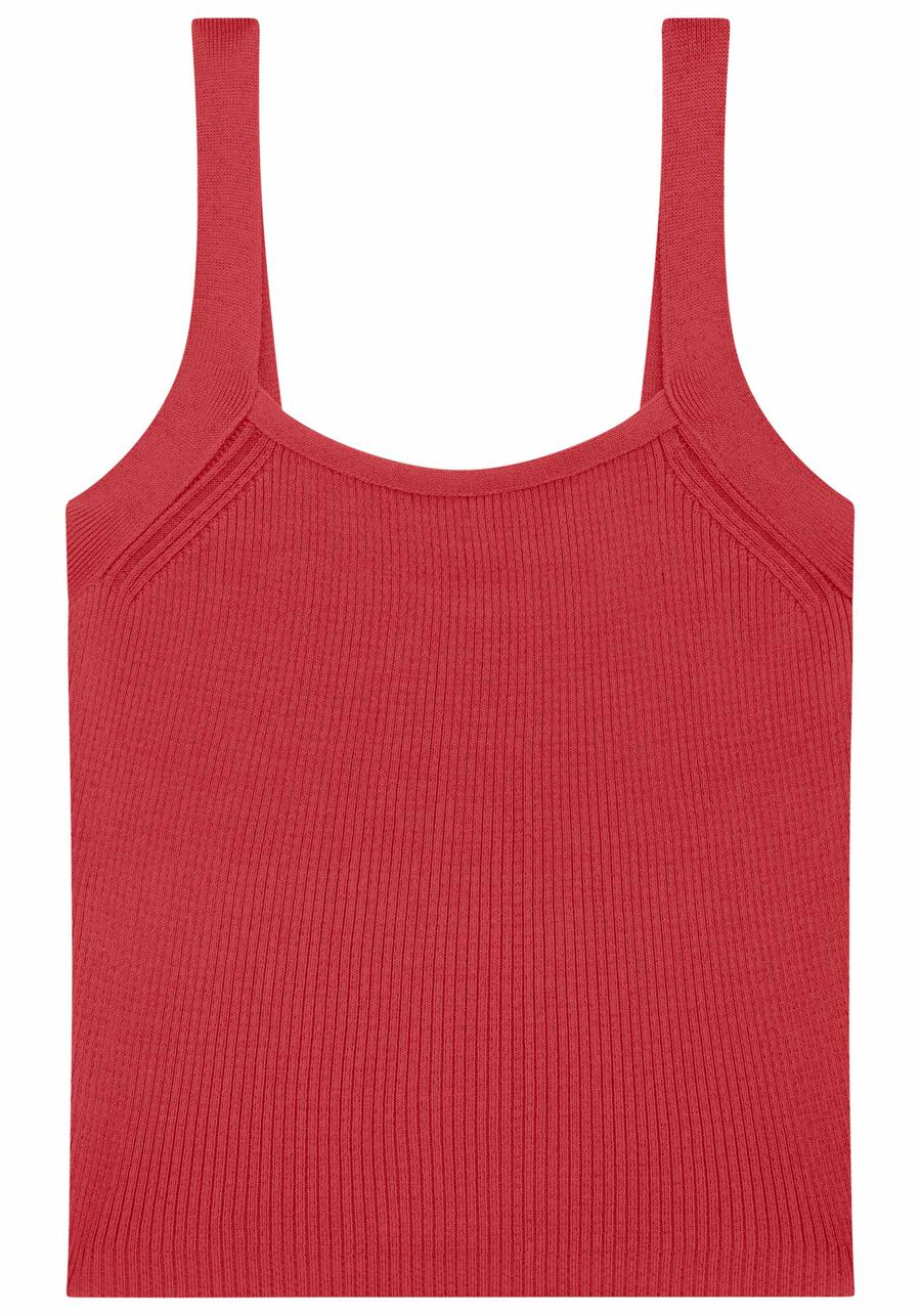 Blusa Cropped em Tricô com Decote Quadrado, VERMELHO POMME. Blusa Cropped em Tricô com Decote Quadrado, VERMELHO POMME, large.