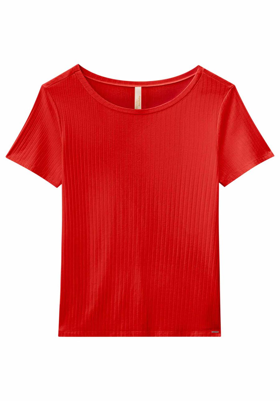 Blusa De Mangas Curtas Em Malha Canelada De Viscose, . Blusa De Mangas Curtas Em Malha Canelada De Viscose, , large.