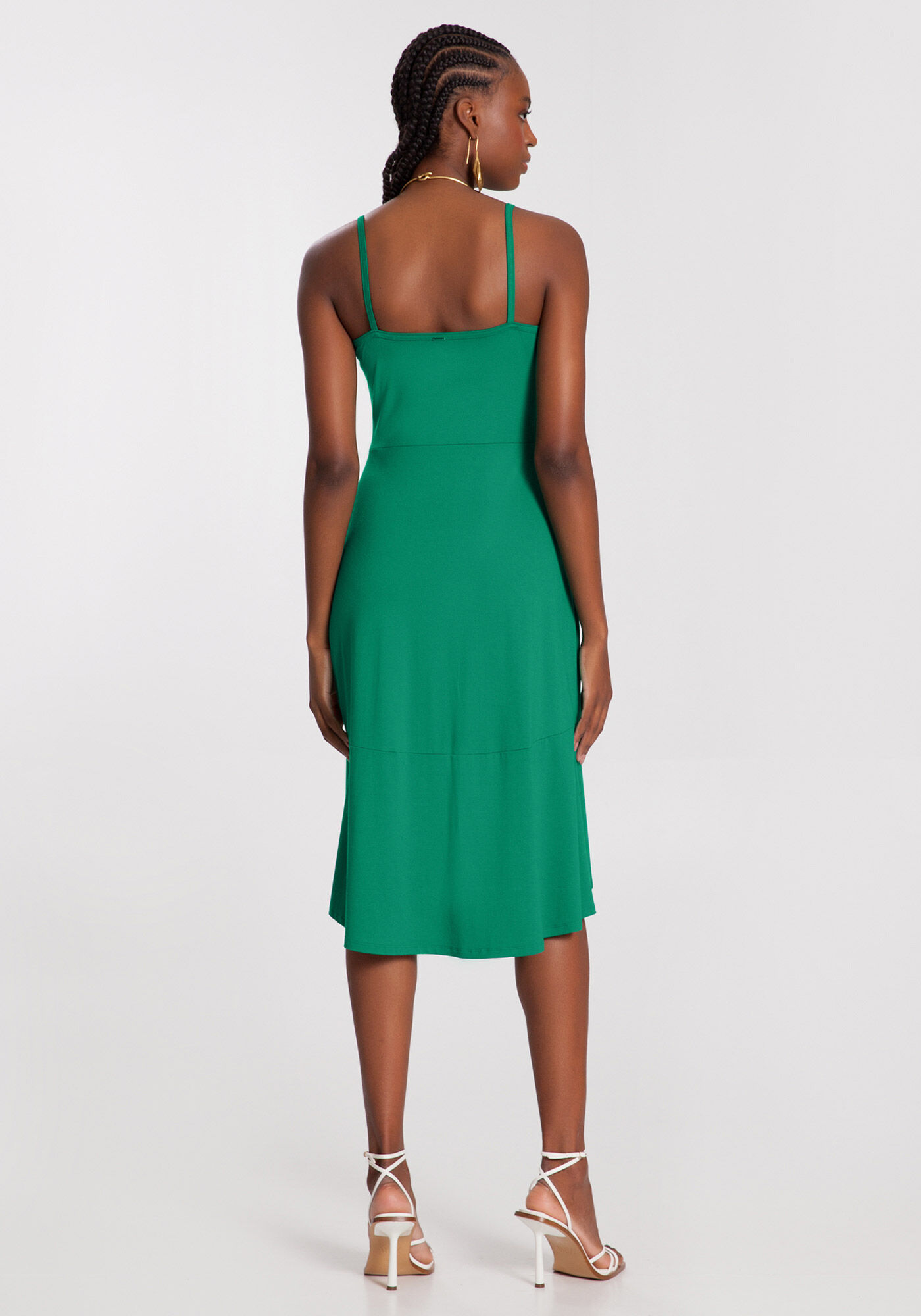 Vestido de top crepe com babado