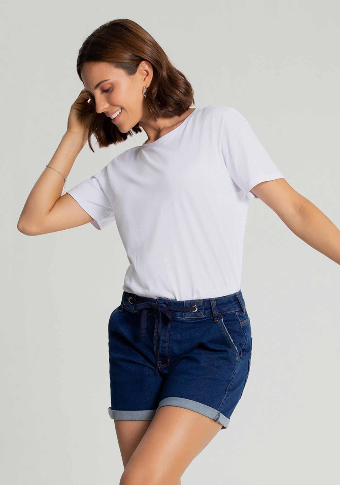 Short jeans hot sale de cadarço