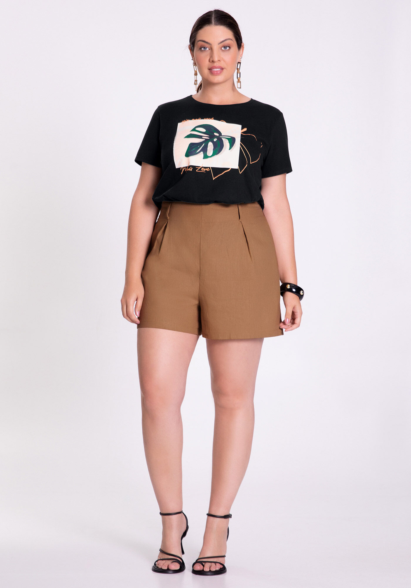 T-shirt Plus Size com Estampa Costela-de-Ad&atilde;o, , large.