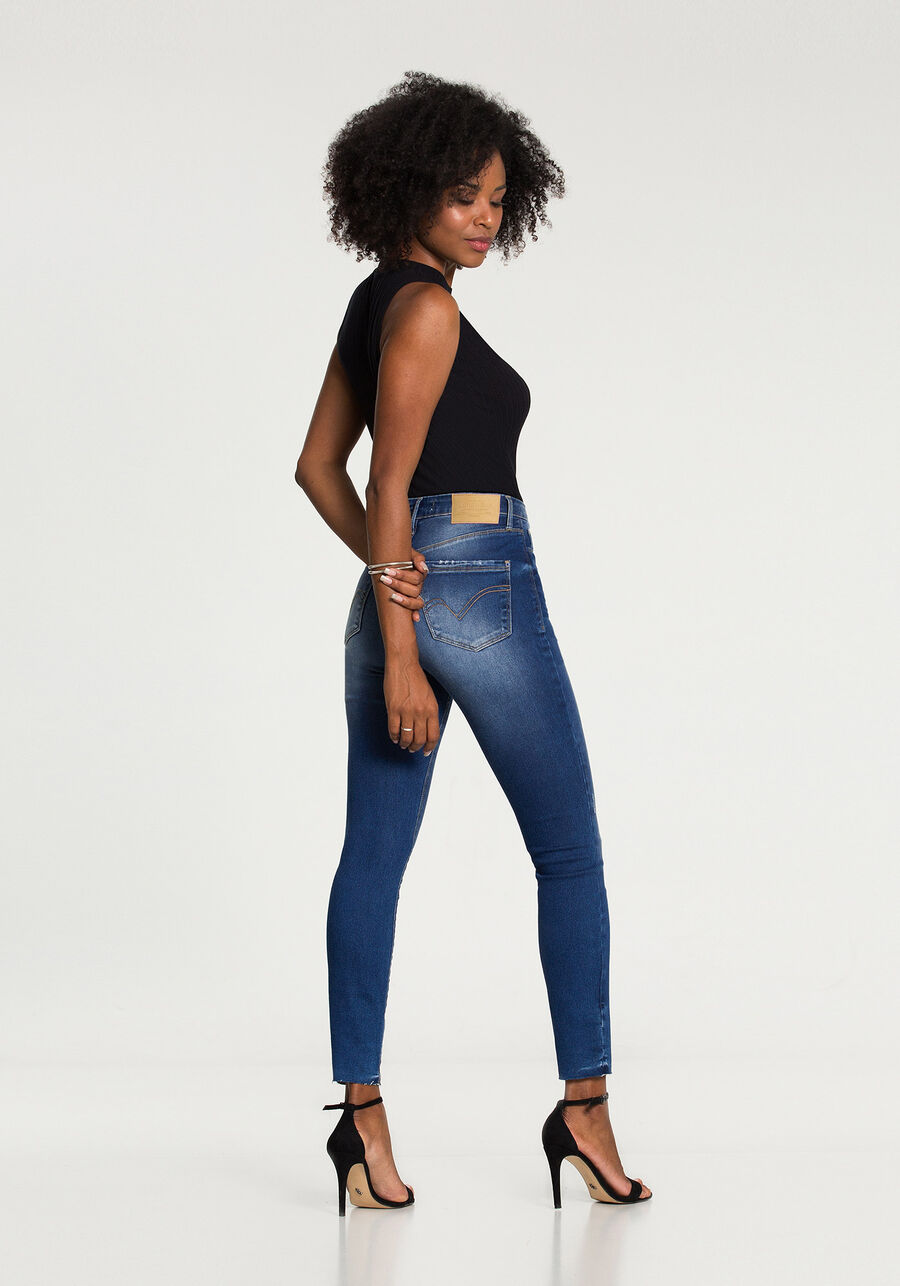 Calça Skinny Cropped Segunda Pele, JEANS ESCURO. Calça Skinny Cropped Segunda Pele, JEANS ESCURO, large.